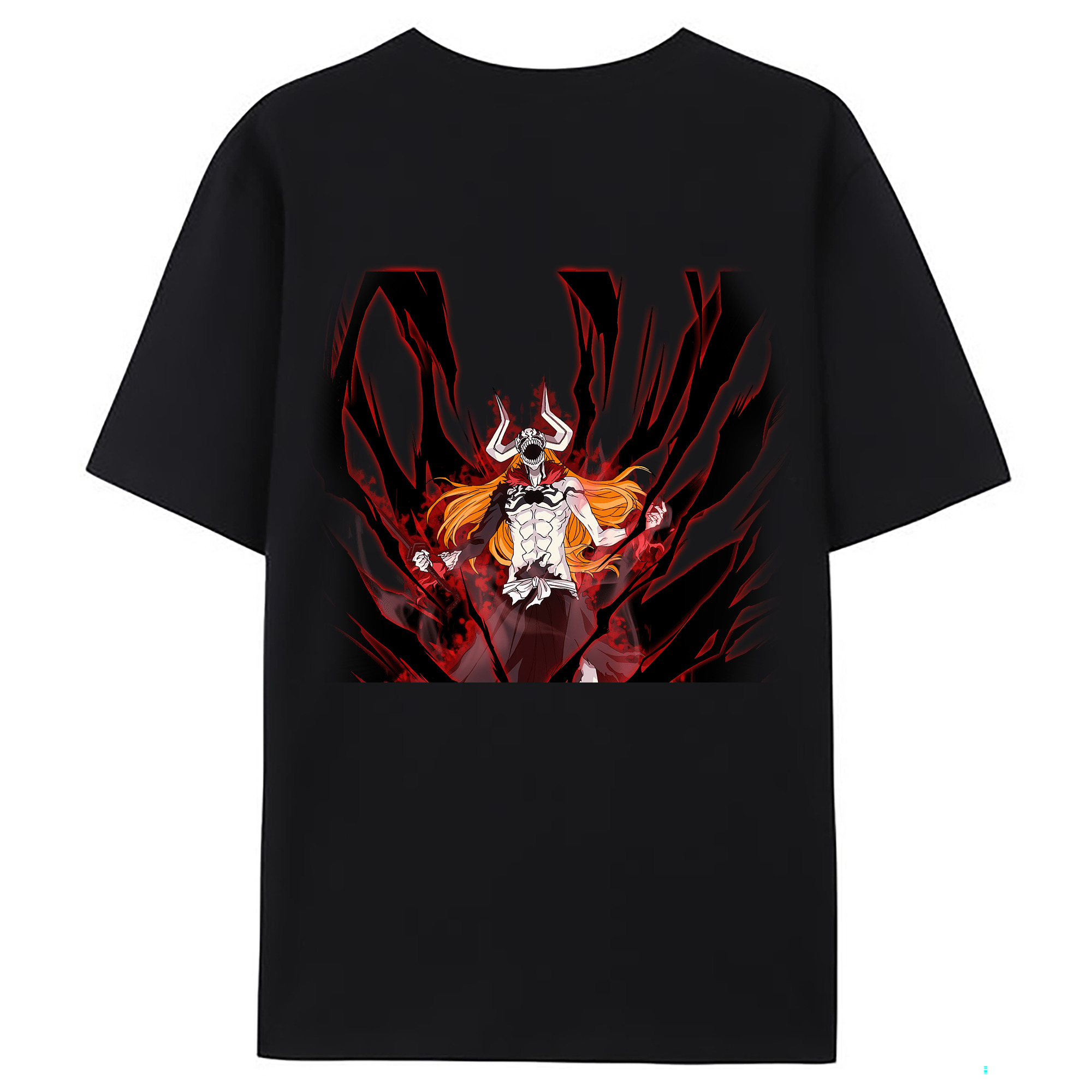 （画像用） ブリーチ 黒崎一護（くろさき いちご）BLEACH Kurosaki Ichigo 綿100％ メンズ半袖Tシャツ（バックプリント） 通気性
