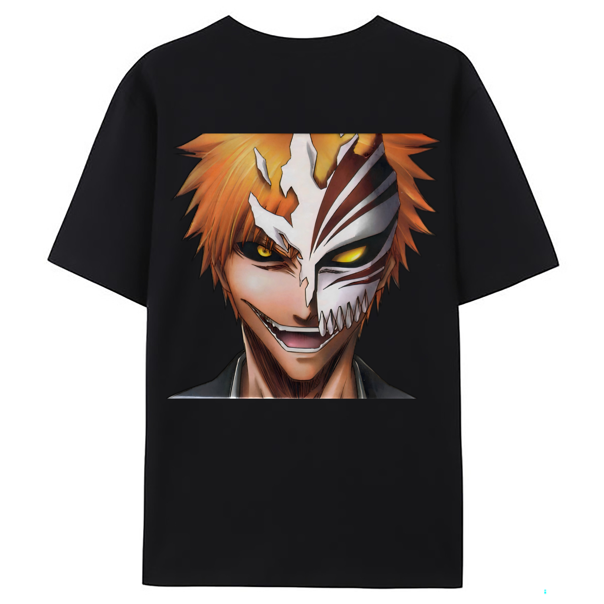 （画像用） ブリーチ 黒崎一護（くろさき いちご）BLEACH Kurosaki Ichigo 綿100％ メンズ半袖Tシャツ（バックプリント） 通気性
