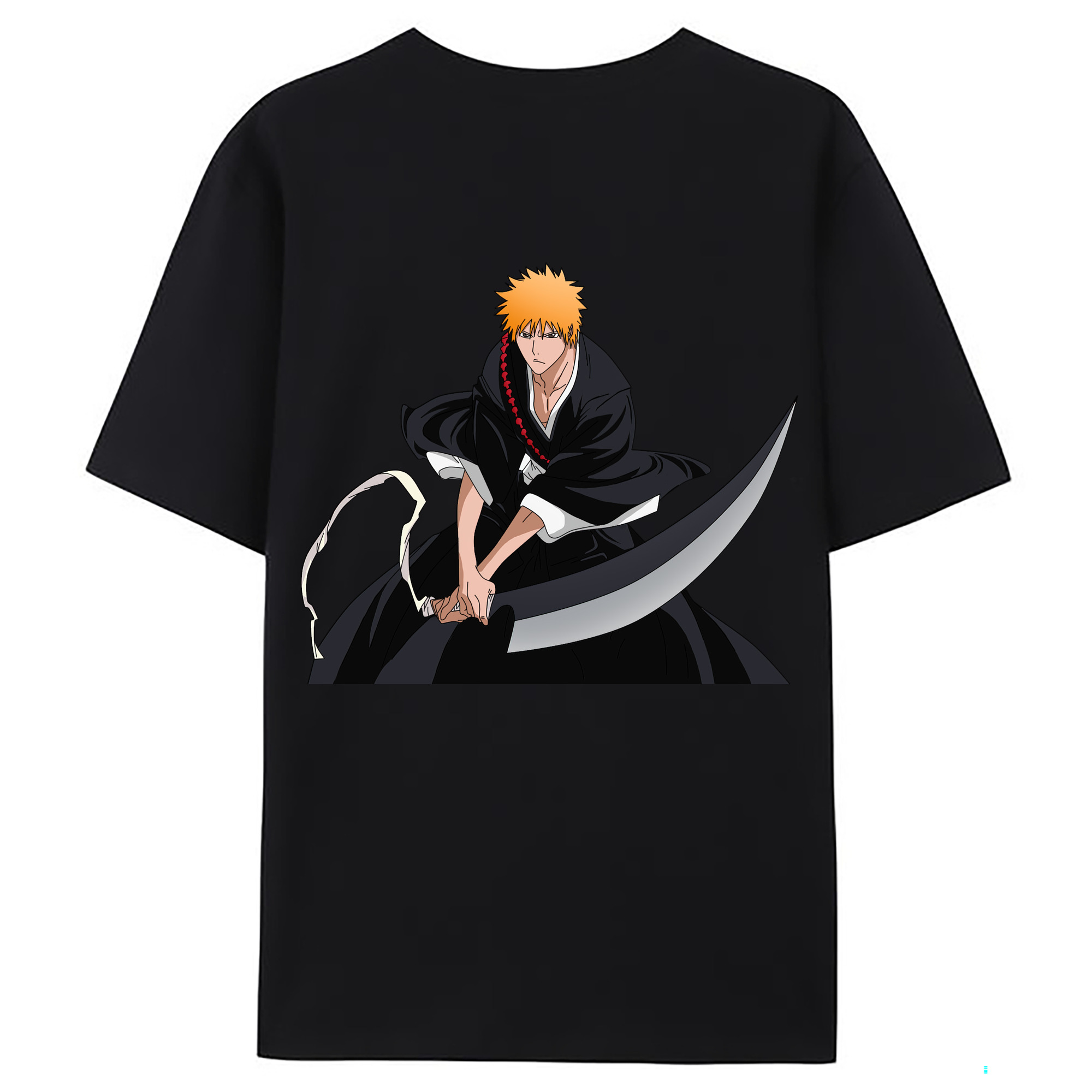 （画像用） ブリーチ 黒崎一護（くろさき いちご）BLEACH Kurosaki Ichigo 綿100％ メンズ半袖Tシャツ（バックプリント） 通気性