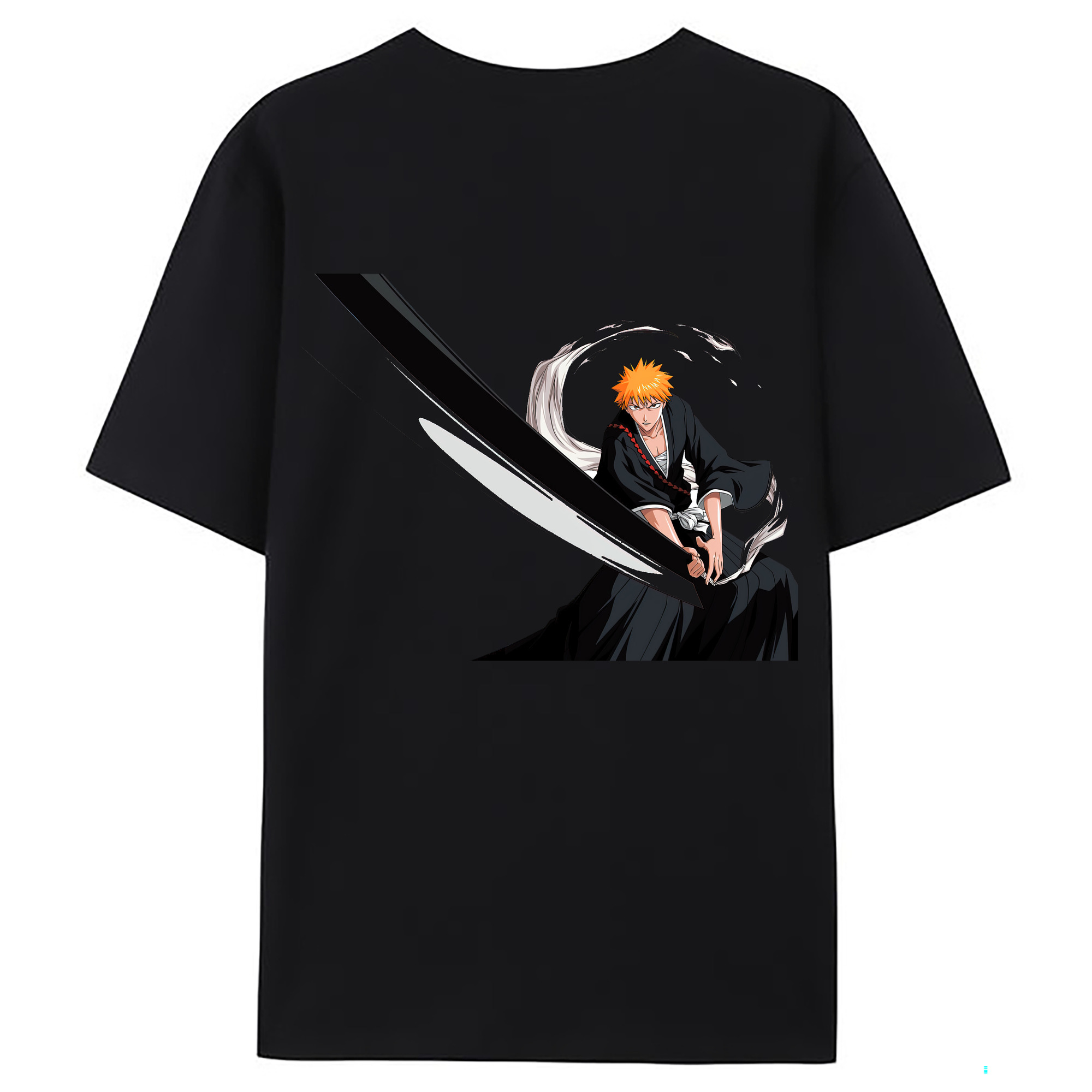 （画像用） ブリーチ 黒崎一護（くろさき いちご）BLEACH Kurosaki Ichigo 綿100％ メンズ半袖Tシャツ（バックプリント） 通気性