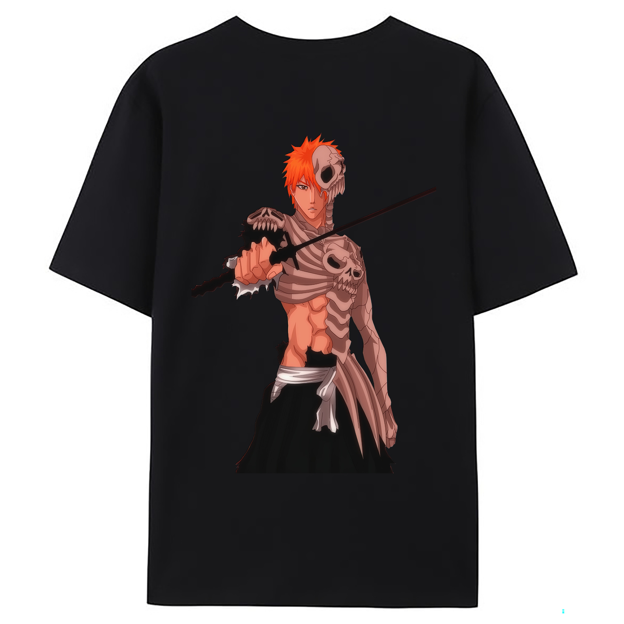 （画像用） ブリーチ 黒崎一護（くろさき いちご）BLEACH Kurosaki Ichigo 綿100％ メンズ半袖Tシャツ（バックプリント） 通気性