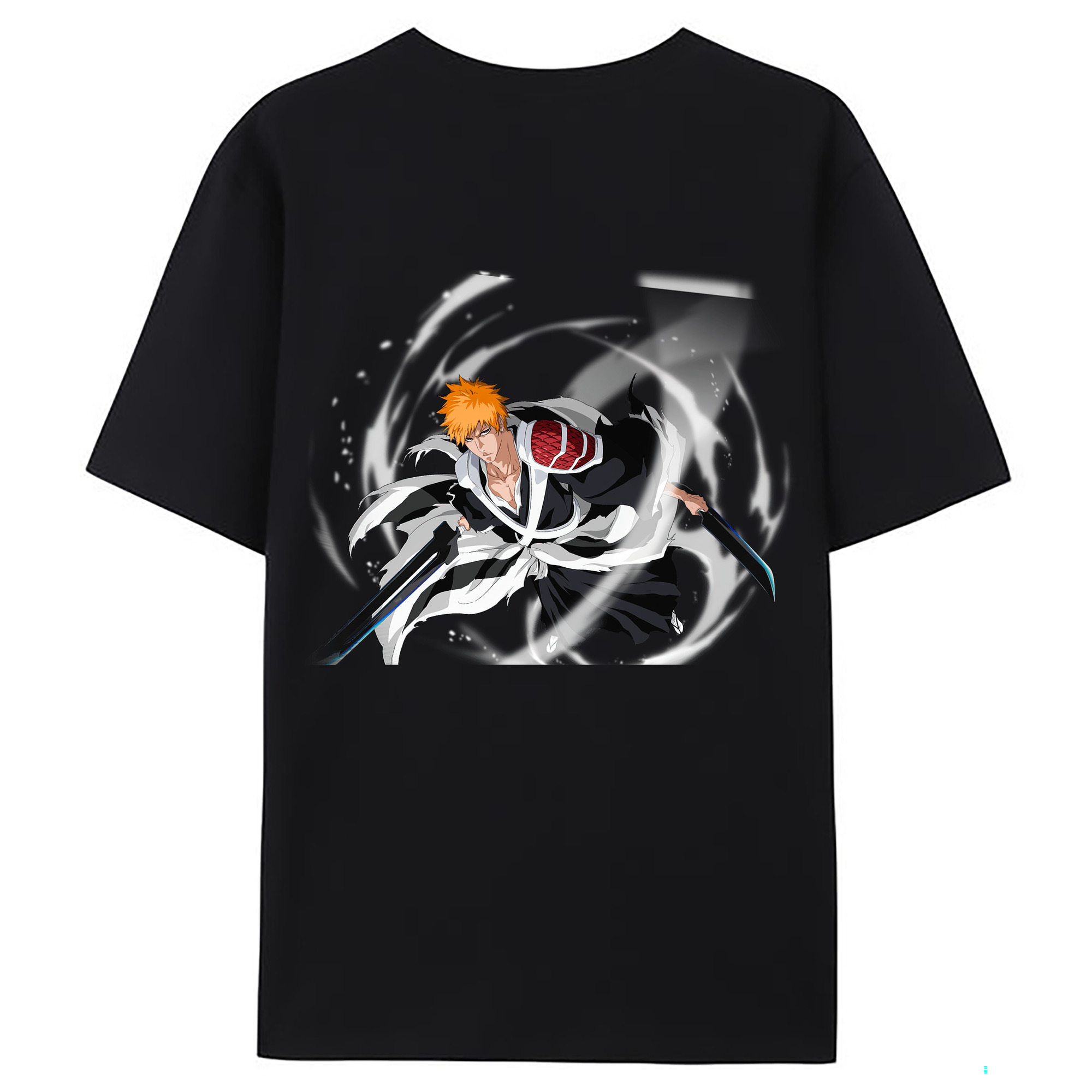 （画像用） ブリーチ 黒崎一護（くろさき いちご）BLEACH Kurosaki Ichigo 綿100％ メンズ半袖Tシャツ（バックプリント） 通気性