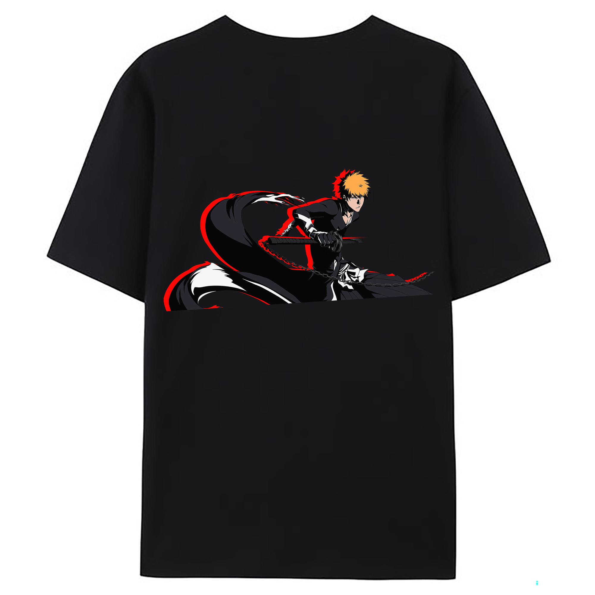 （画像用） ブリーチ 黒崎一護（くろさき いちご）BLEACH Kurosaki Ichigo 綿100％ メンズ半袖Tシャツ（バックプリント） 通気性
