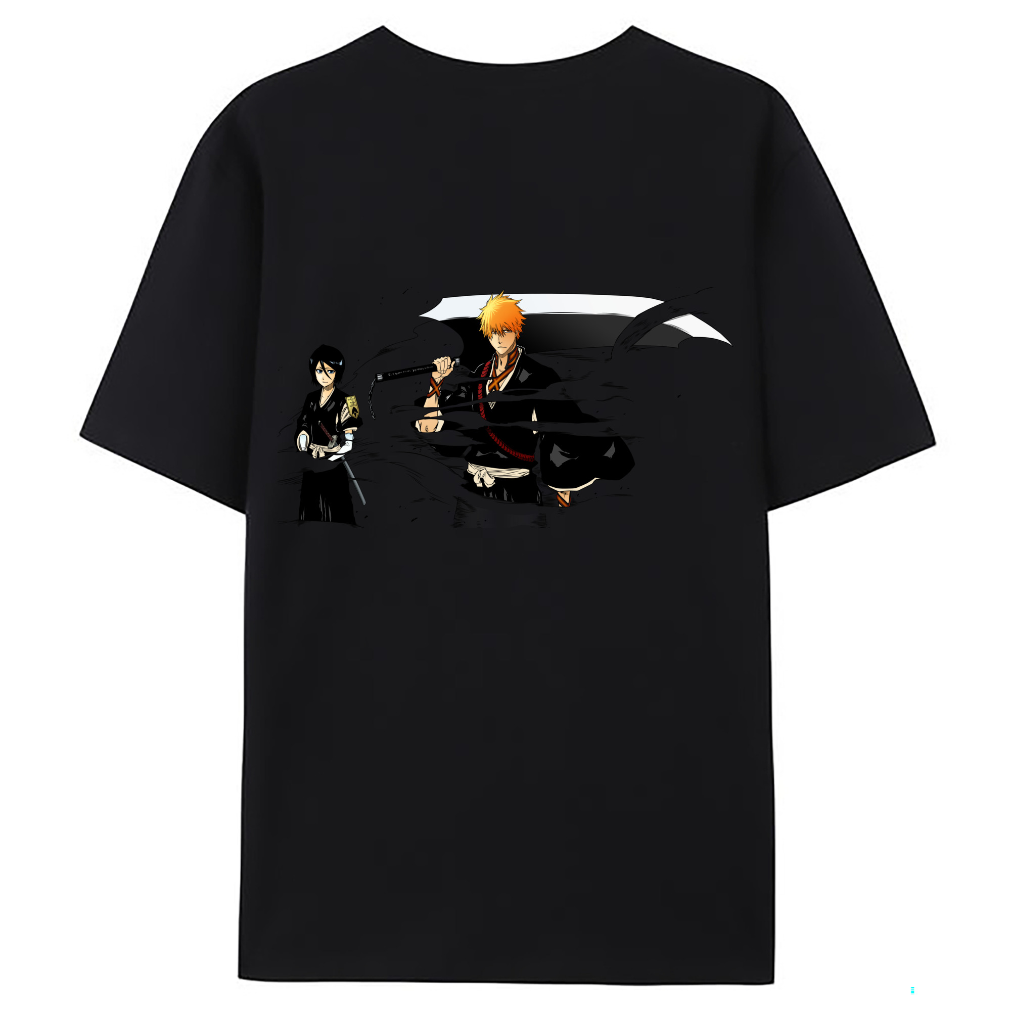 （画像用） ブリーチ 黒崎一護（くろさき いちご）BLEACH Kurosaki Ichigo 綿100％ メンズ半袖Tシャツ（バックプリント） 通気性