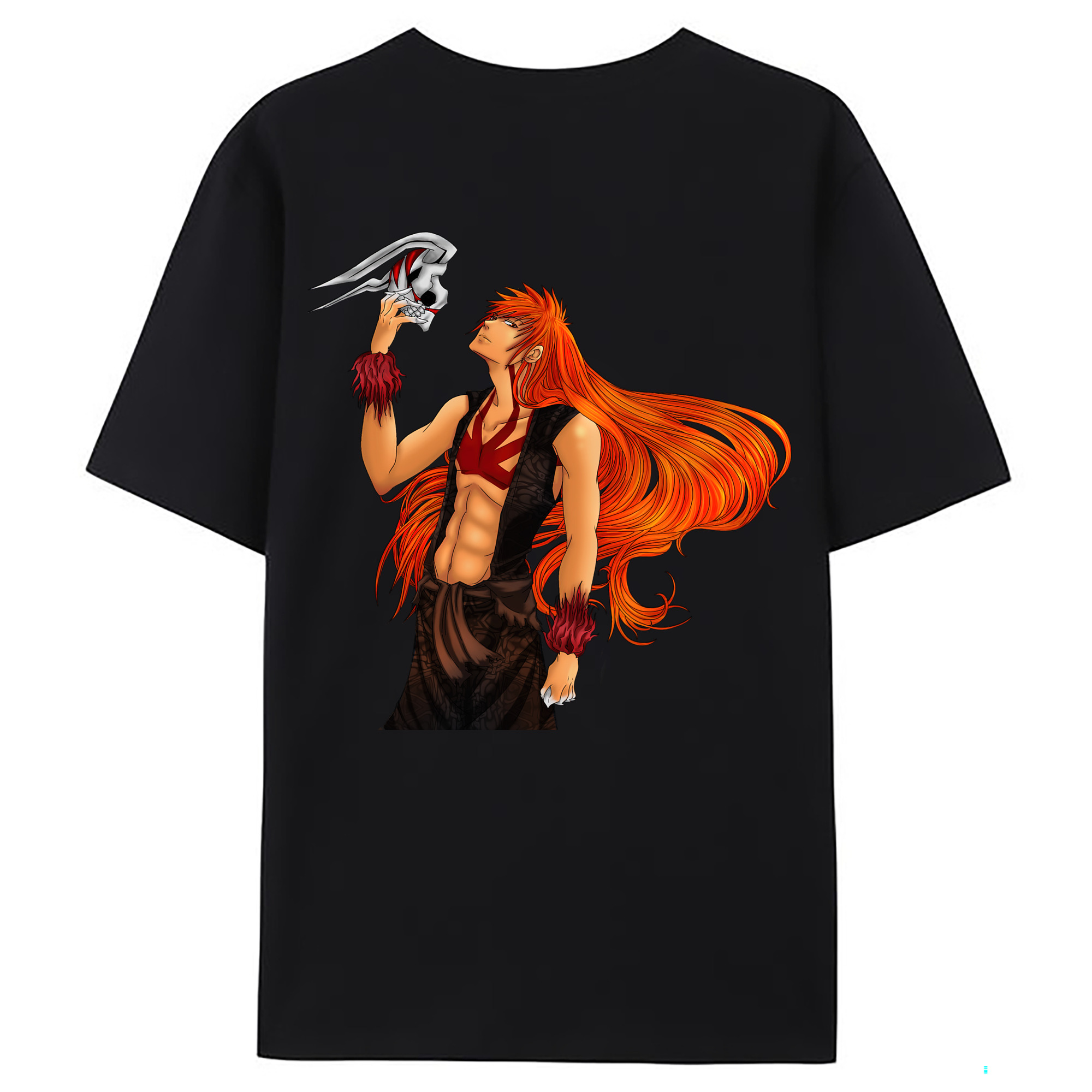 （画像用） ブリーチ 黒崎一護（くろさき いちご）BLEACH Kurosaki Ichigo 綿100％ メンズ半袖Tシャツ（バックプリント） 通気性