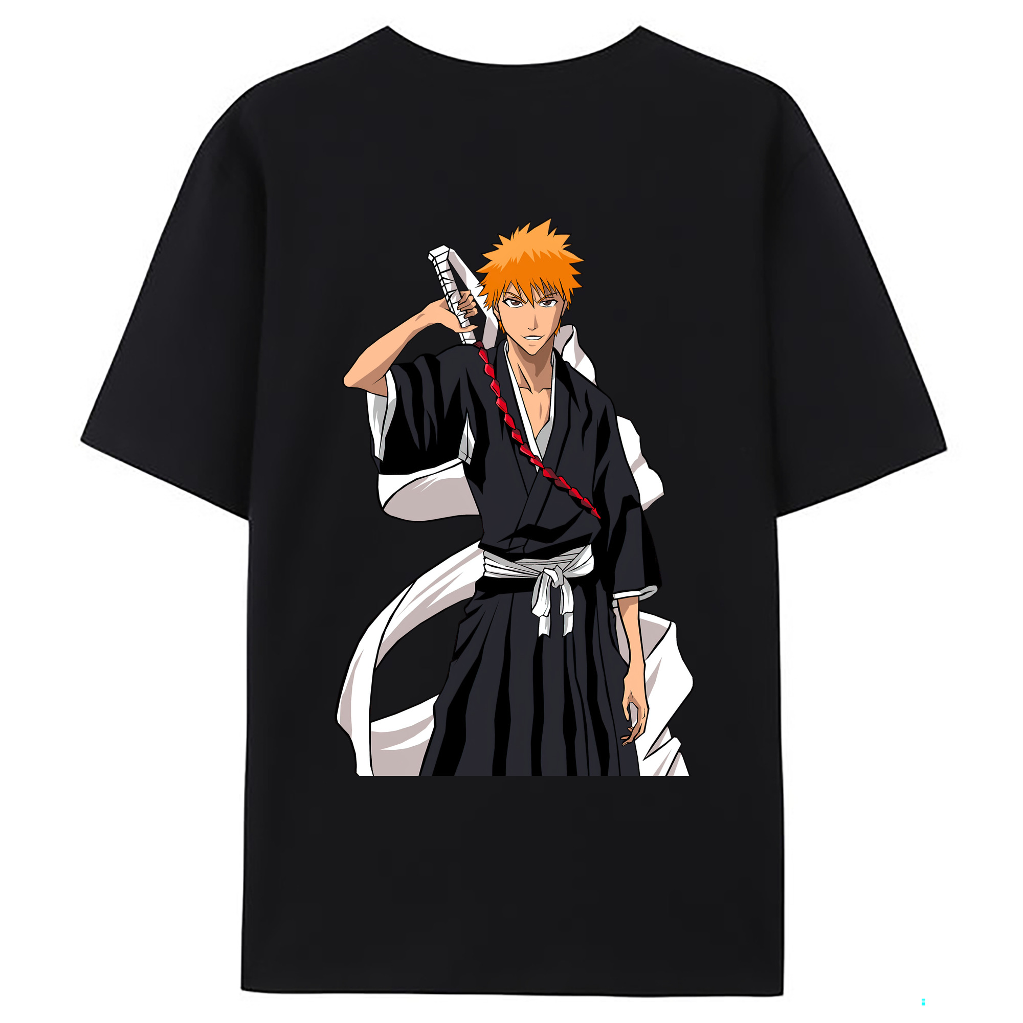 （画像用） ブリーチ 黒崎一護（くろさき いちご）BLEACH Kurosaki Ichigo 綿100％ メンズ半袖Tシャツ（バックプリント） 通気性