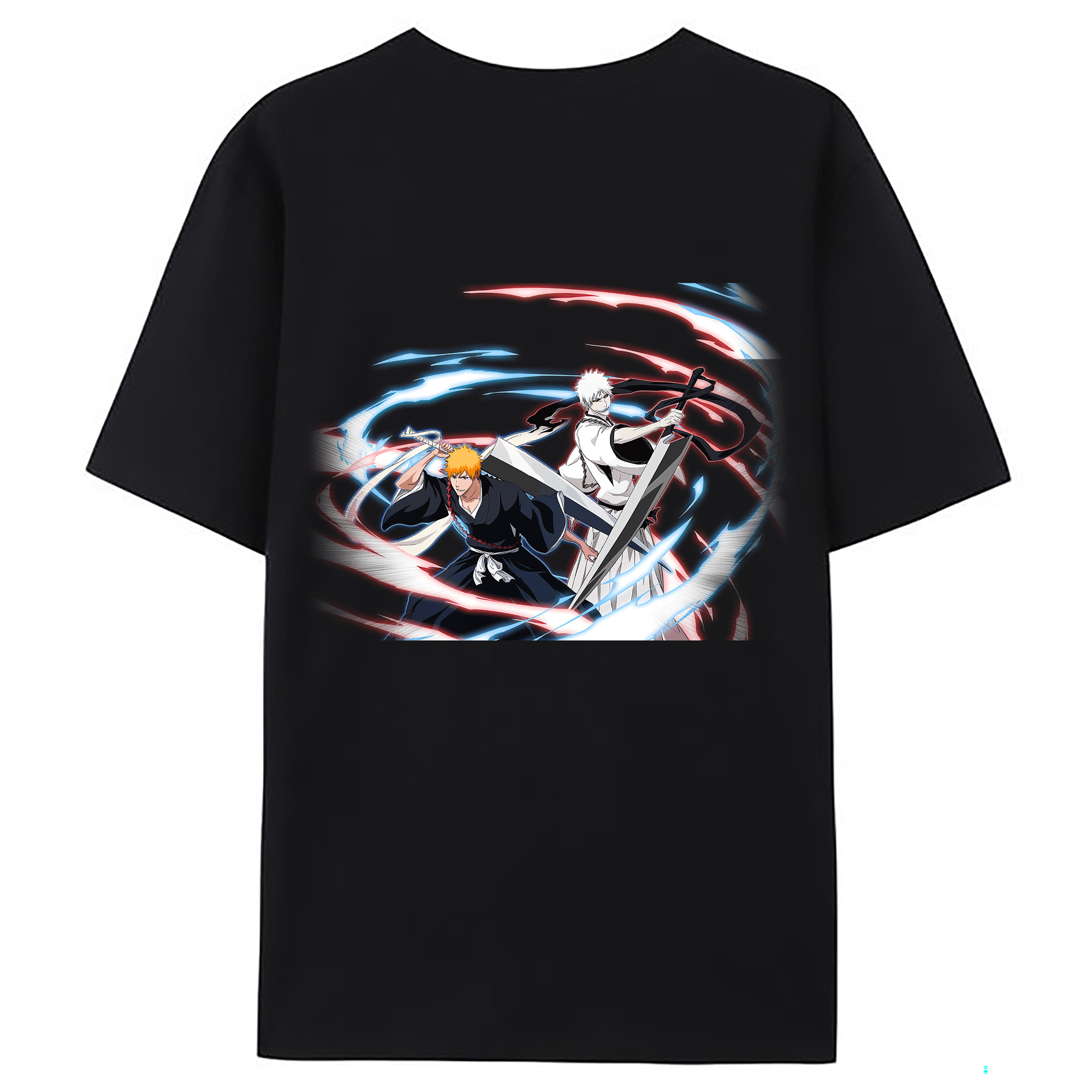 （画像用） ブリーチ 黒崎一護（くろさき いちご）BLEACH Kurosaki Ichigo 綿100％ メンズ半袖Tシャツ（バックプリント） 通気性