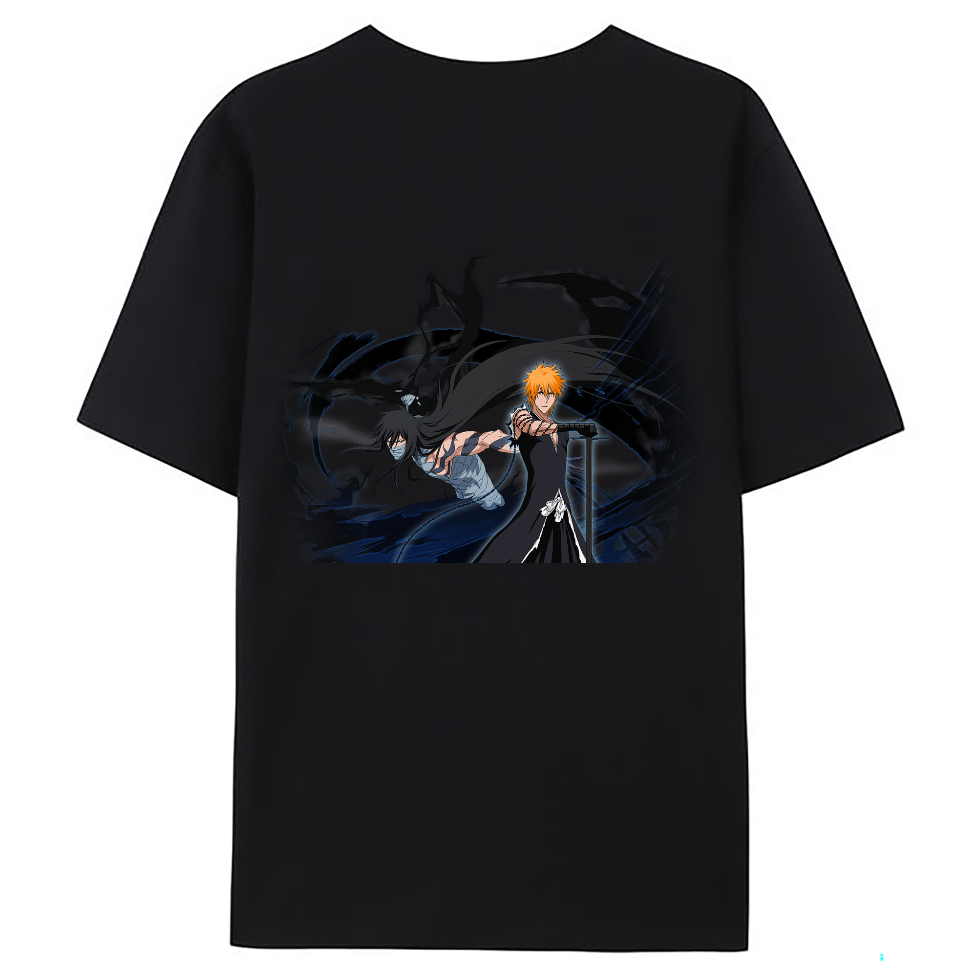 （画像用） ブリーチ 黒崎一護（くろさき いちご）BLEACH Kurosaki Ichigo 綿100％ メンズ半袖Tシャツ（バックプリント） 通気性