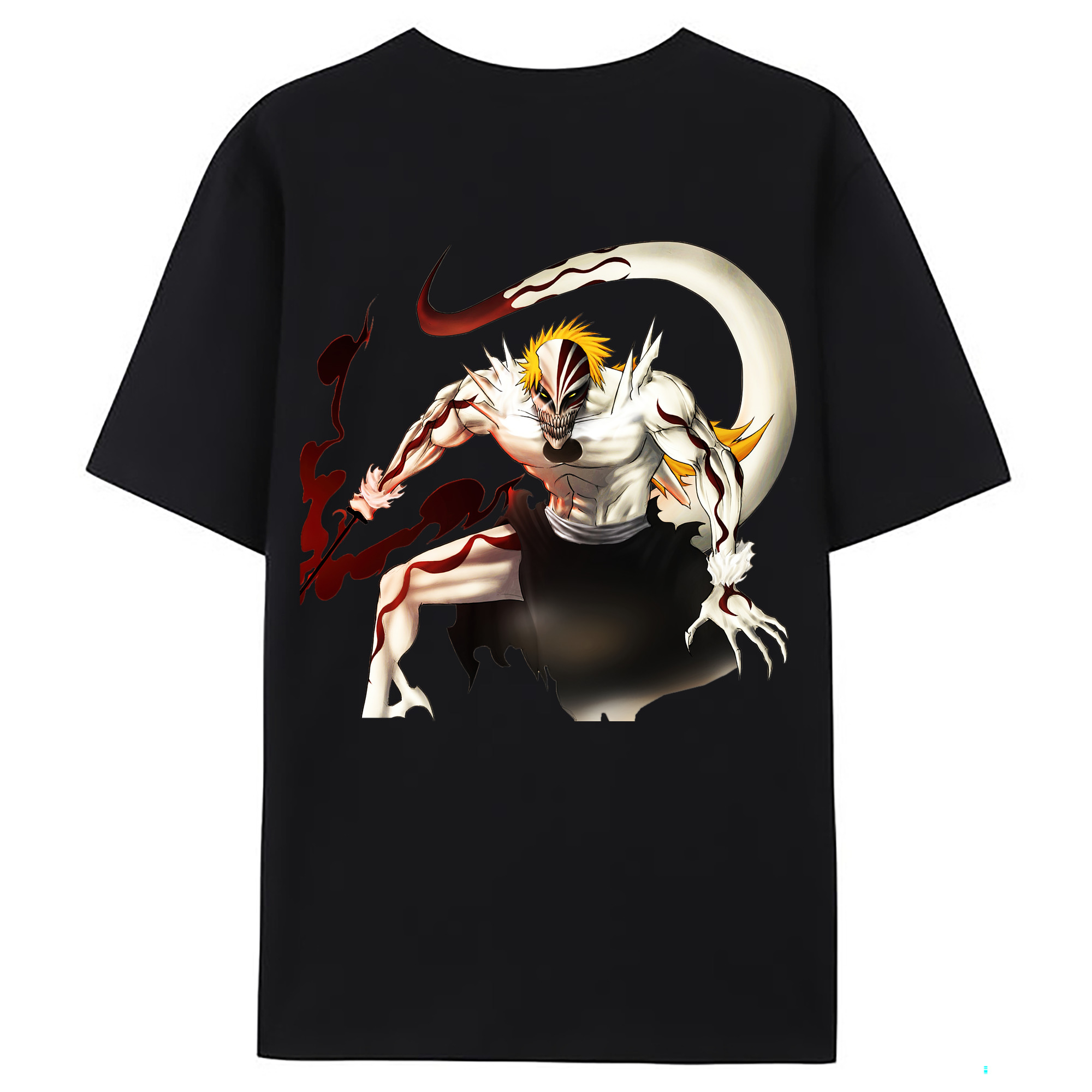 （画像用） ブリーチ 黒崎一護（くろさき いちご）BLEACH Kurosaki Ichigo 綿100％ メンズ半袖Tシャツ（バックプリント） 通気性