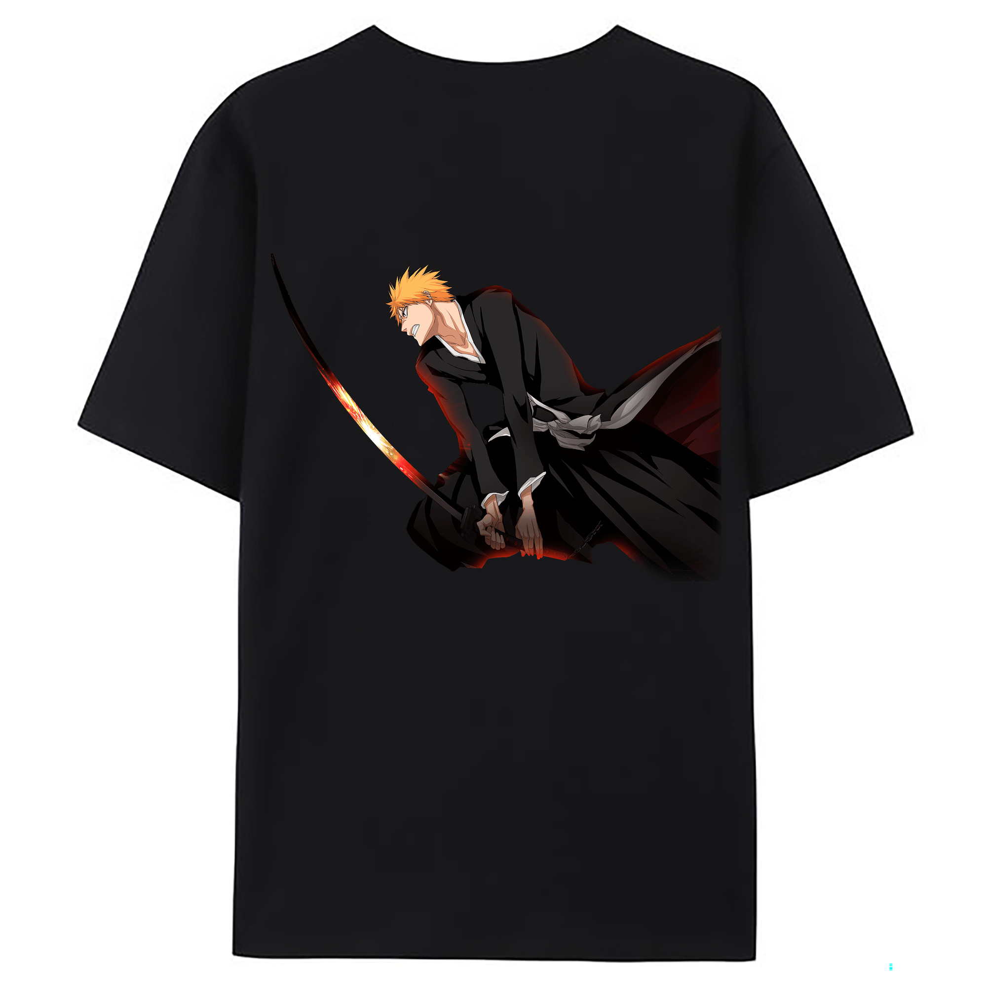 （画像用） ブリーチ 黒崎一護（くろさき いちご）BLEACH Kurosaki Ichigo 綿100％ メンズ半袖Tシャツ（バックプリント） 通気性