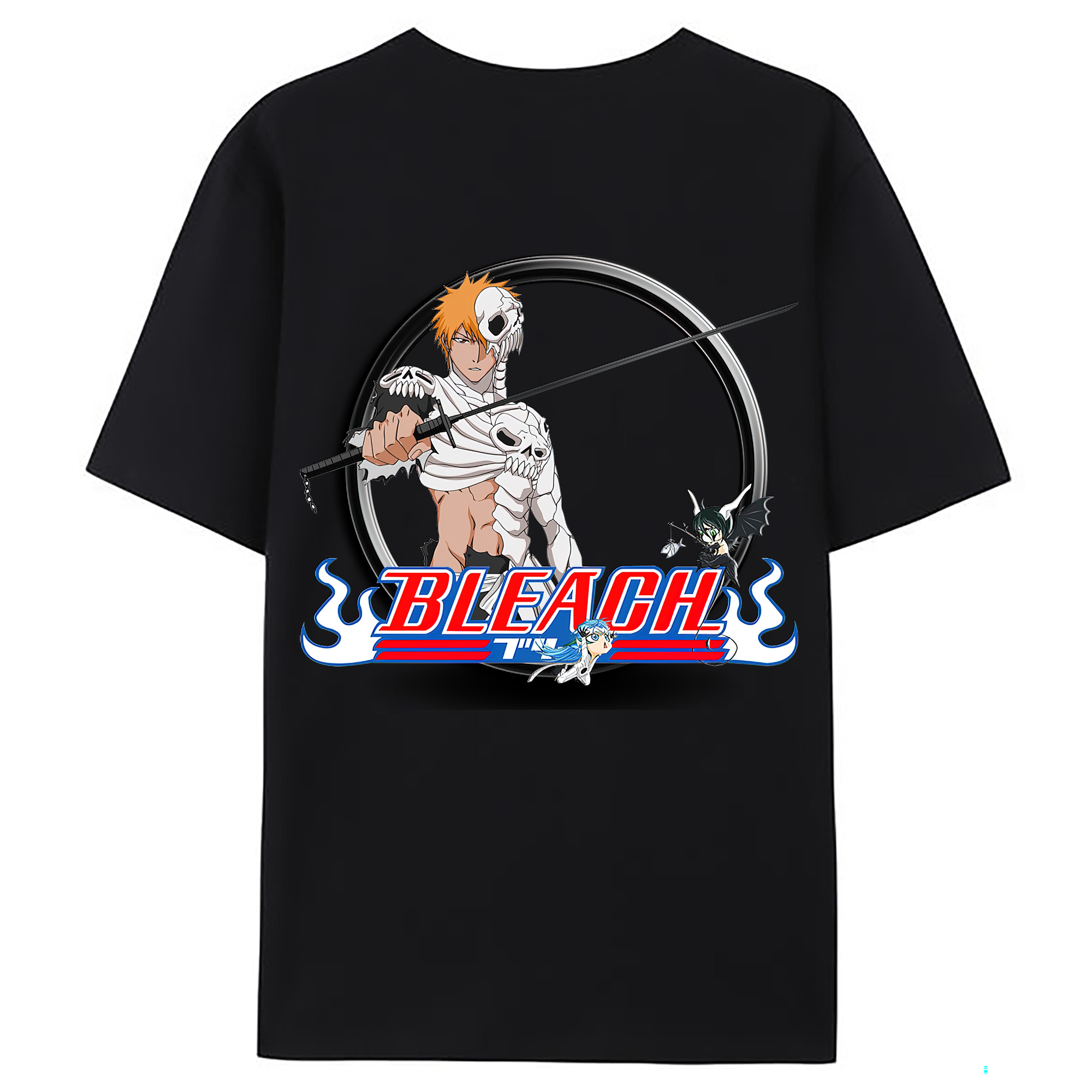 （画像用） ブリーチ 黒崎一護（くろさき いちご）BLEACH Kurosaki Ichigo 綿100％ メンズ半袖Tシャツ（バックプリント） 通気性