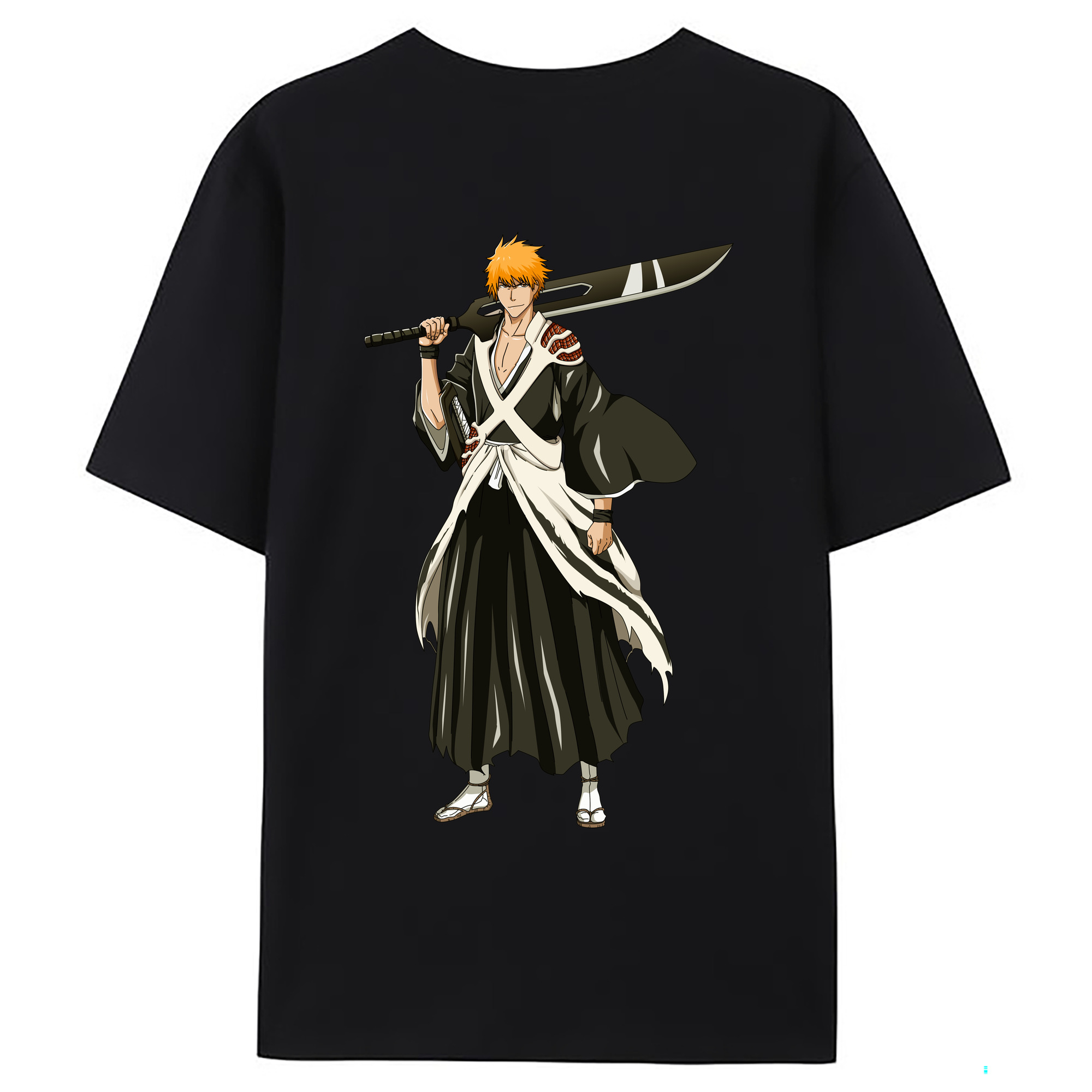 （画像用） ブリーチ 黒崎一護（くろさき いちご）BLEACH Kurosaki Ichigo 綿100％ メンズ半袖Tシャツ（バックプリント） 通気性