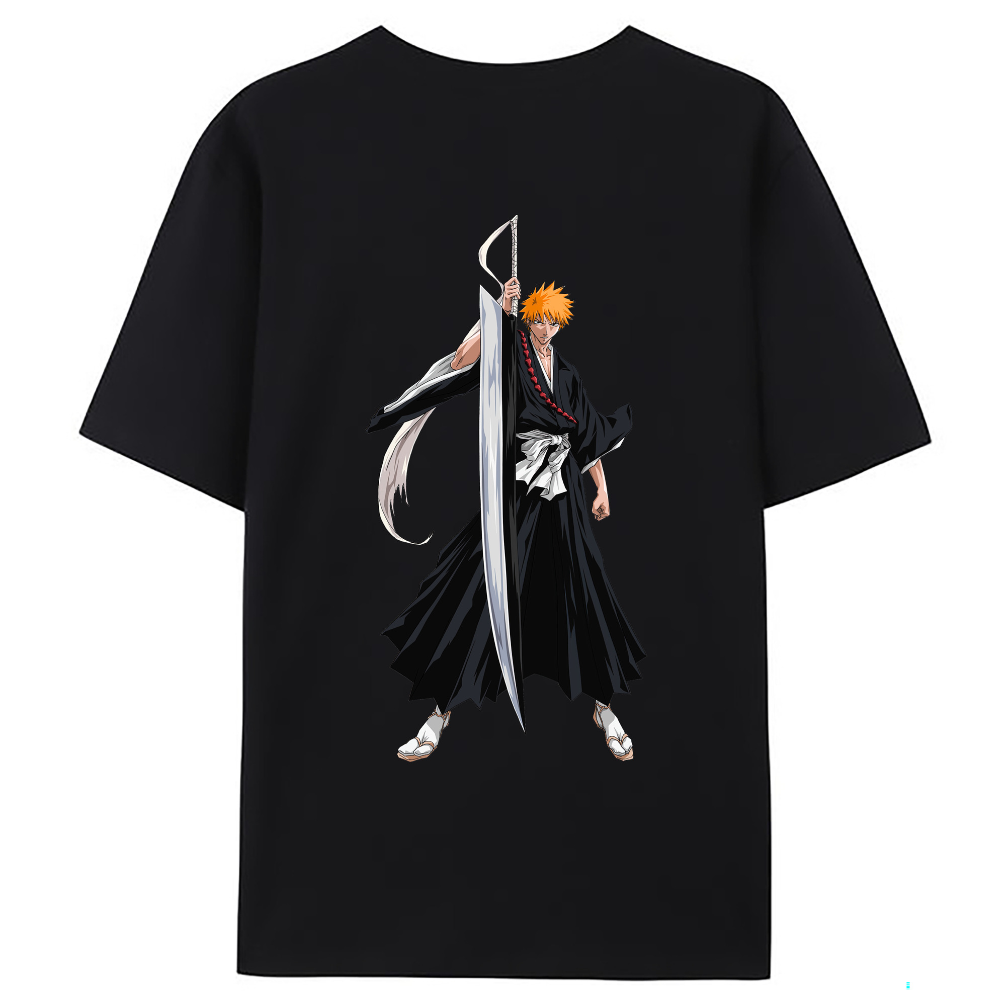（画像用） ブリーチ 黒崎一護（くろさき いちご）BLEACH Kurosaki Ichigo 綿100％ メンズ半袖Tシャツ（バックプリント） 通気性