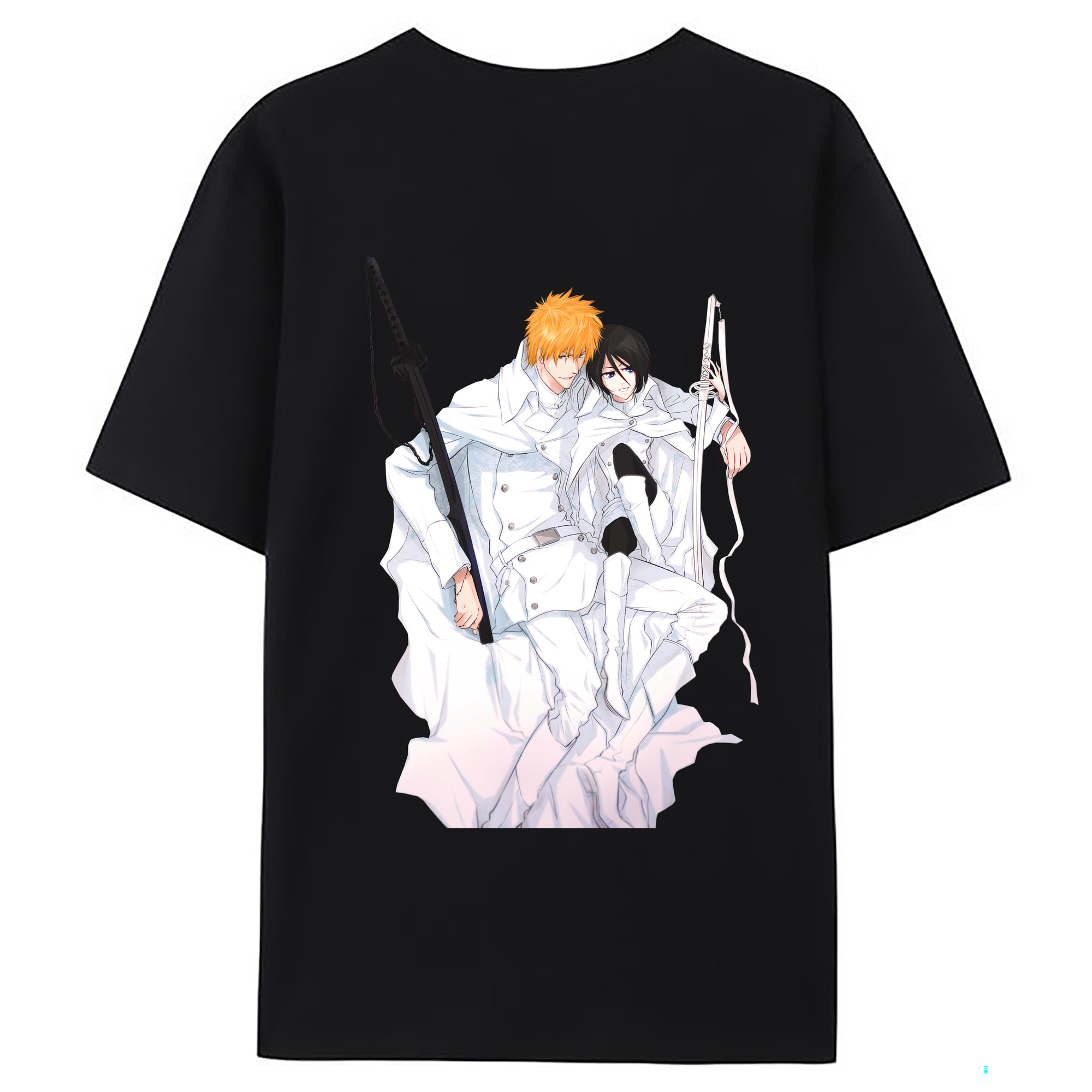 （画像用） ブリーチ 黒崎一護（くろさき いちご）BLEACH Kurosaki Ichigo 綿100％ メンズ半袖Tシャツ（バックプリント） 通気性