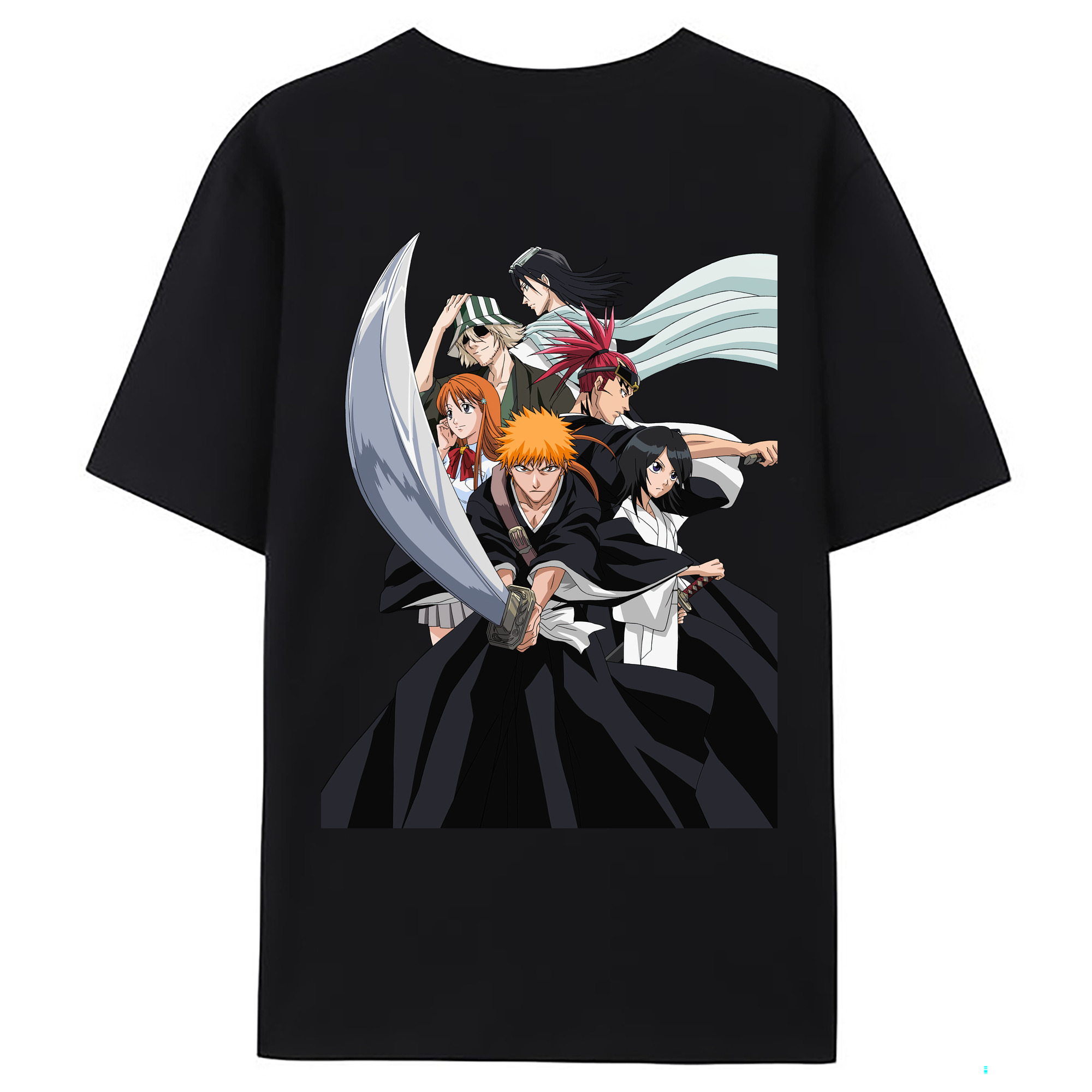 （画像用） ブリーチ 黒崎一護（くろさき いちご）BLEACH Kurosaki Ichigo 綿100％ メンズ半袖Tシャツ（バックプリント） 通気性