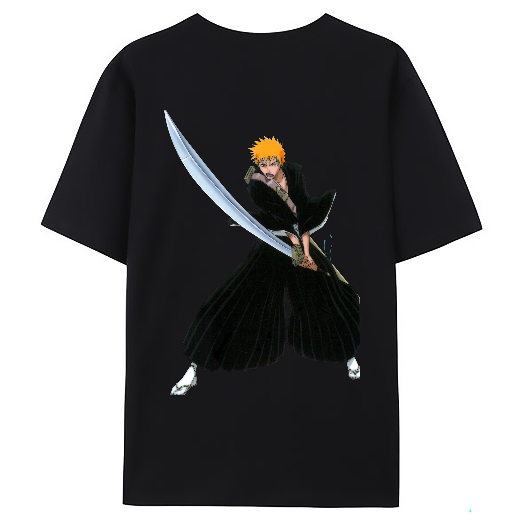 （画像用） ブリーチ 黒崎一護（くろさき いちご）BLEACH Kurosaki Ichigo 綿100％ メンズ半袖Tシャツ（バックプリント） 通気性