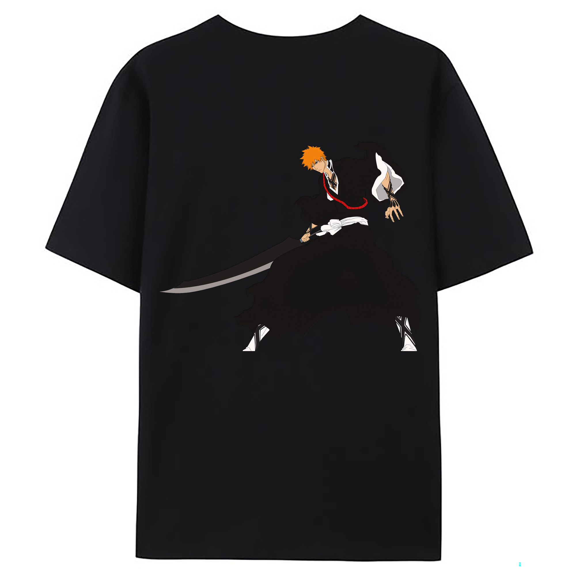 （画像用） ブリーチ 黒崎一護（くろさき いちご）BLEACH Kurosaki Ichigo 綿100％ メンズ半袖Tシャツ（バックプリント） 通気性