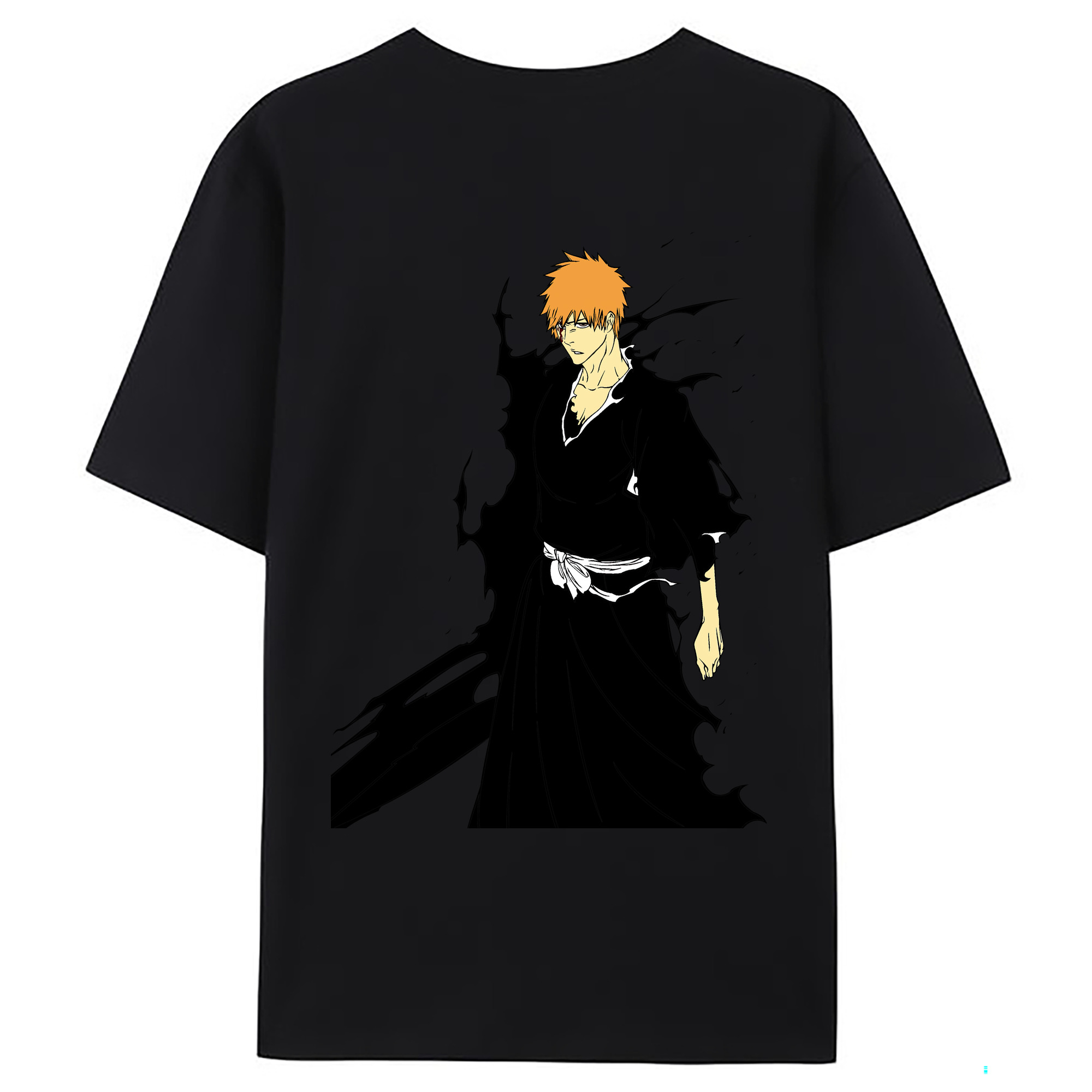 （画像用） ブリーチ 黒崎一護（くろさき いちご）BLEACH Kurosaki Ichigo 綿100％ メンズ半袖Tシャツ（バックプリント） 通気性
