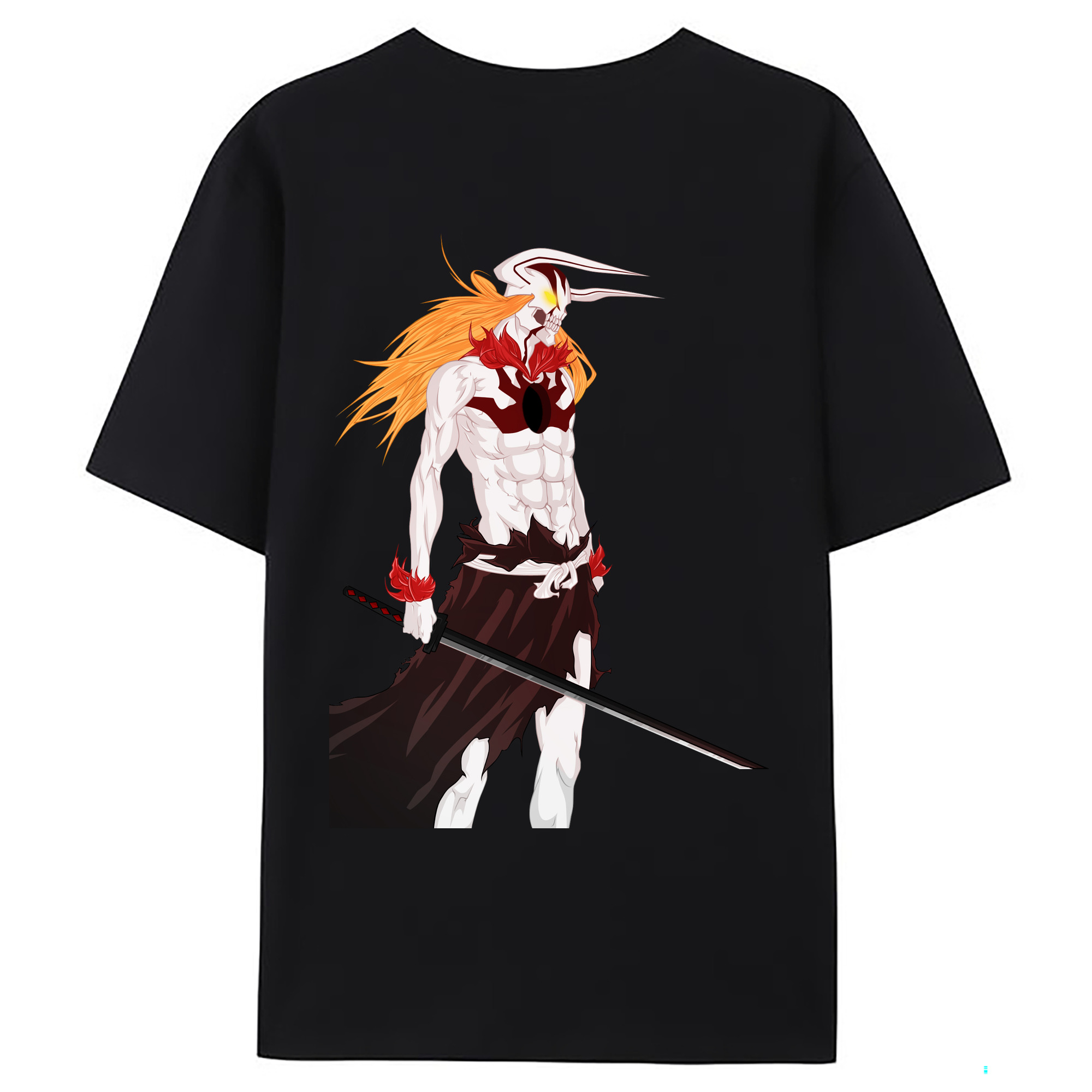 （画像用） ブリーチ 黒崎一護（くろさき いちご）BLEACH Kurosaki Ichigo 綿100％ メンズ半袖Tシャツ（バックプリント） 通気性