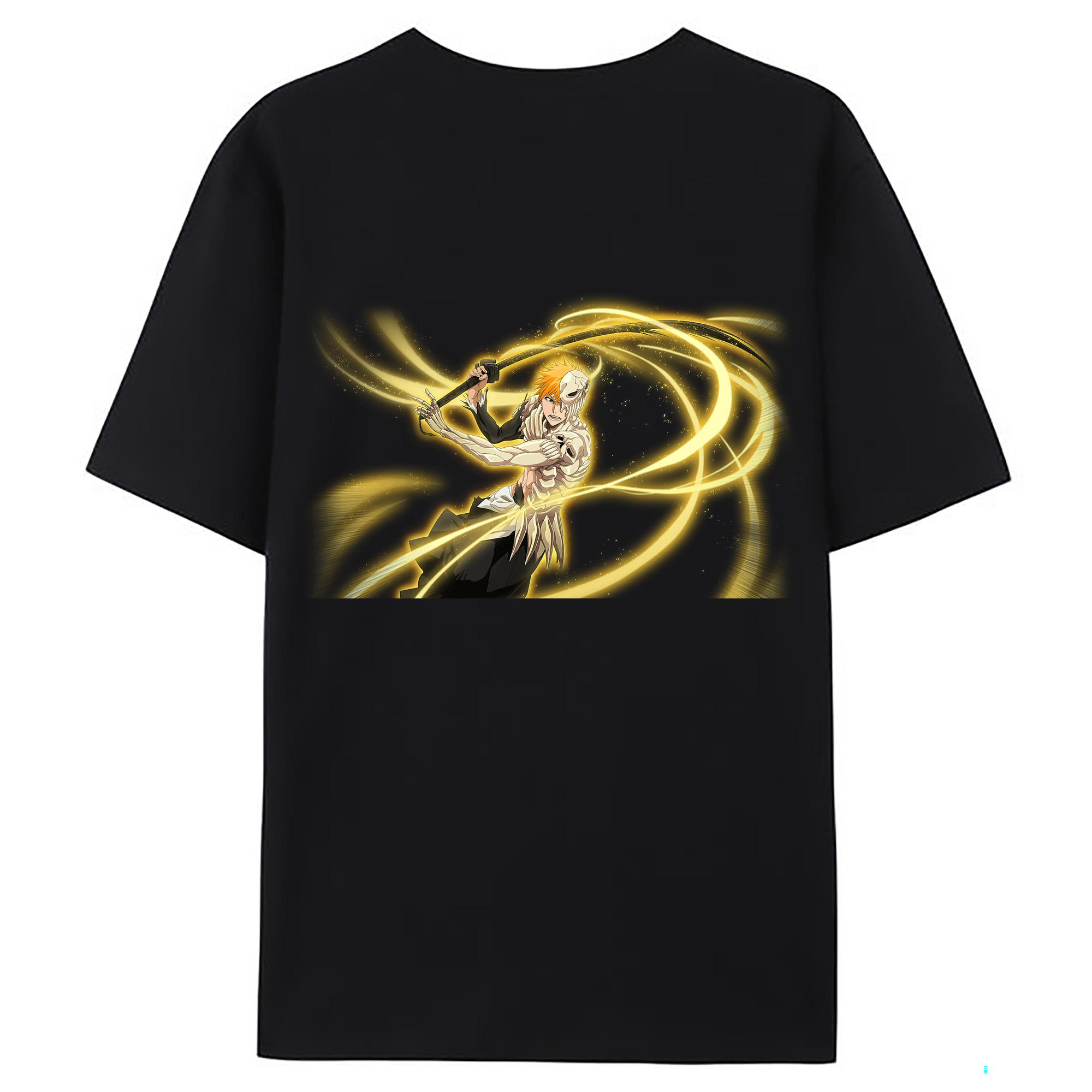 （画像用） ブリーチ 黒崎一護（くろさき いちご）BLEACH Kurosaki Ichigo 綿100％ メンズ半袖Tシャツ（バックプリント） 通気性