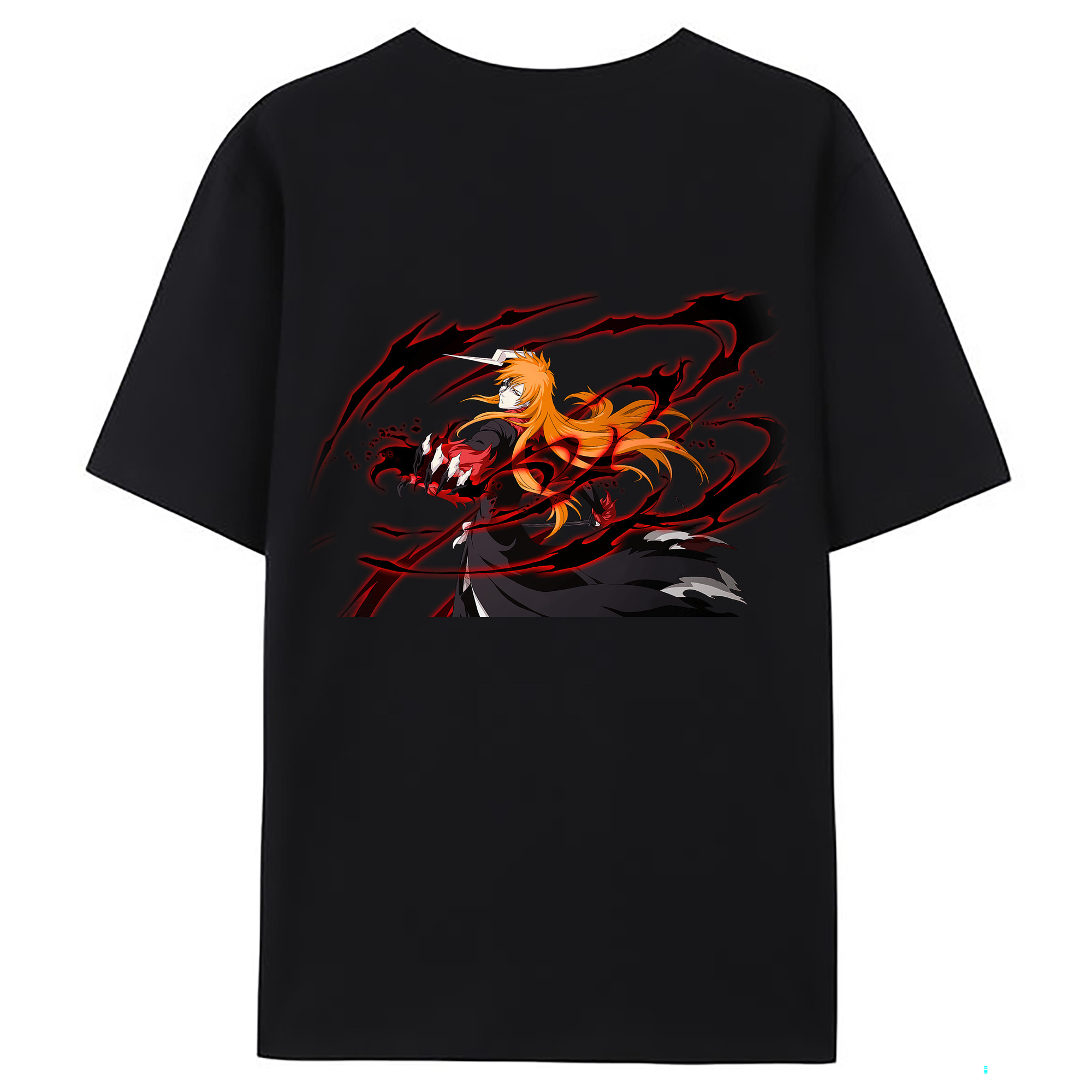 （画像用） ブリーチ 黒崎一護（くろさき いちご）BLEACH Kurosaki Ichigo 綿100％ メンズ半袖Tシャツ（バックプリント） 通気性