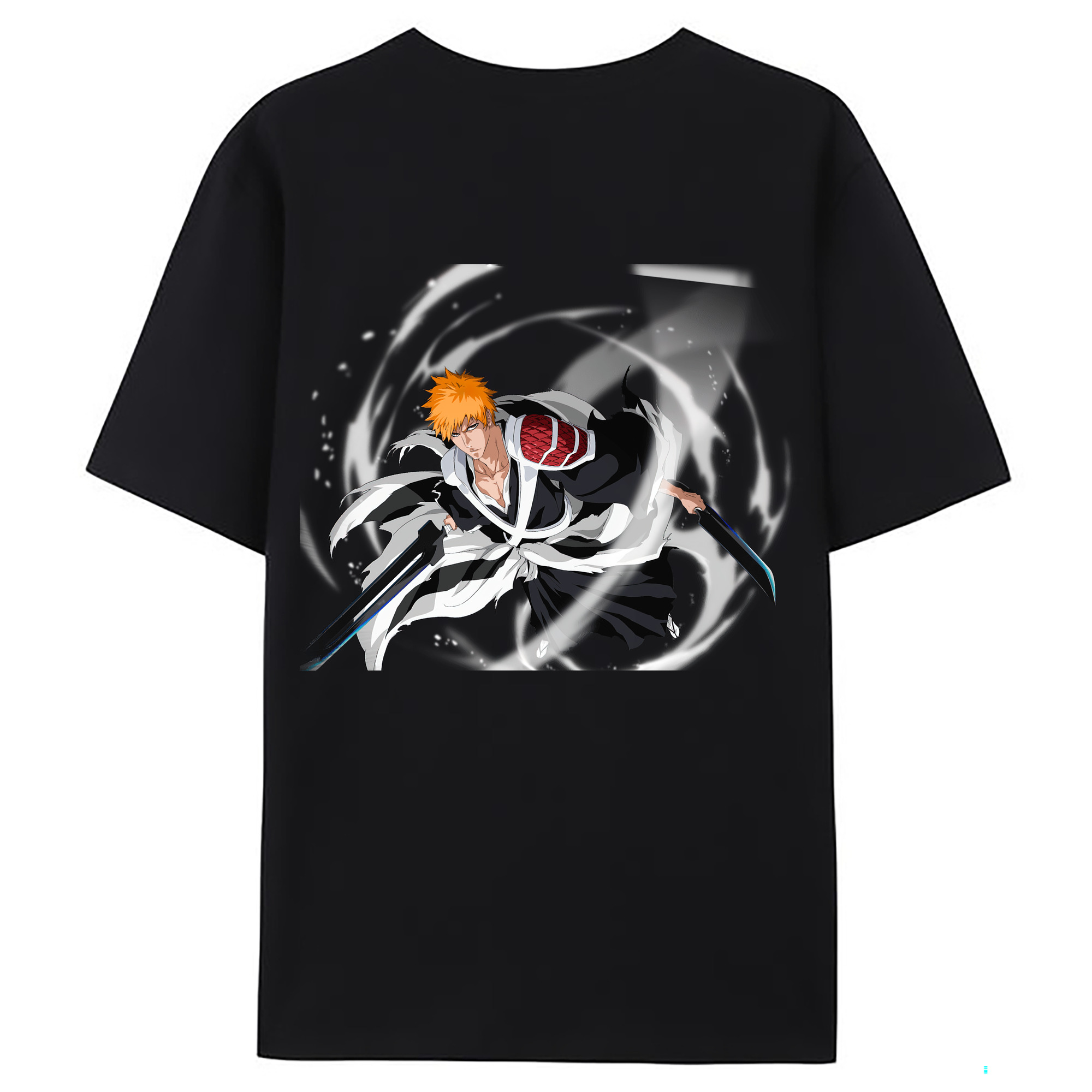 （画像用） ブリーチ 黒崎一護（くろさき いちご）BLEACH Kurosaki Ichigo 綿100％ メンズ半袖Tシャツ（バックプリント） 通気性