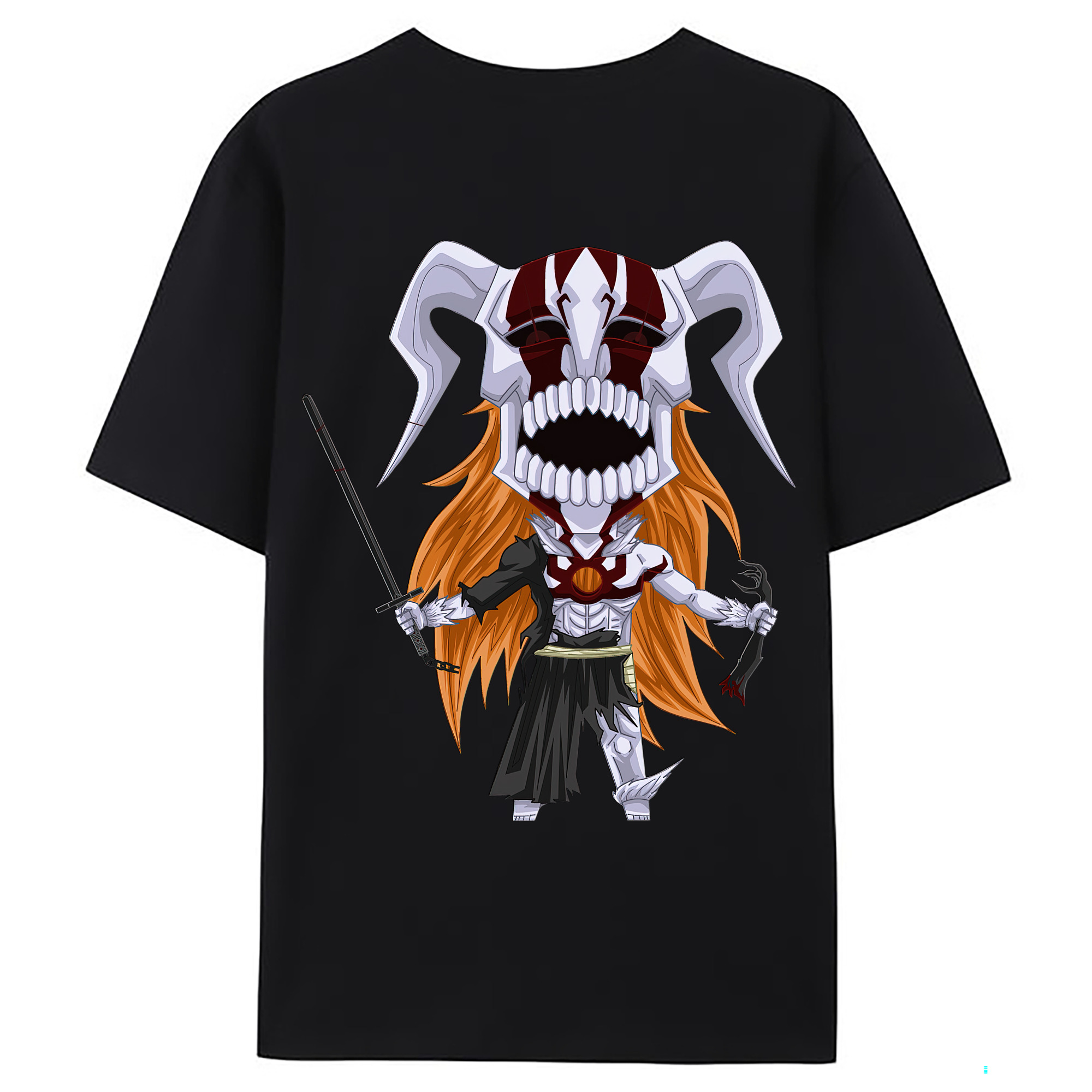 （画像用） ブリーチ 黒崎一護（くろさき いちご）BLEACH Kurosaki Ichigo 綿100％ メンズ半袖Tシャツ（バックプリント） 通気性