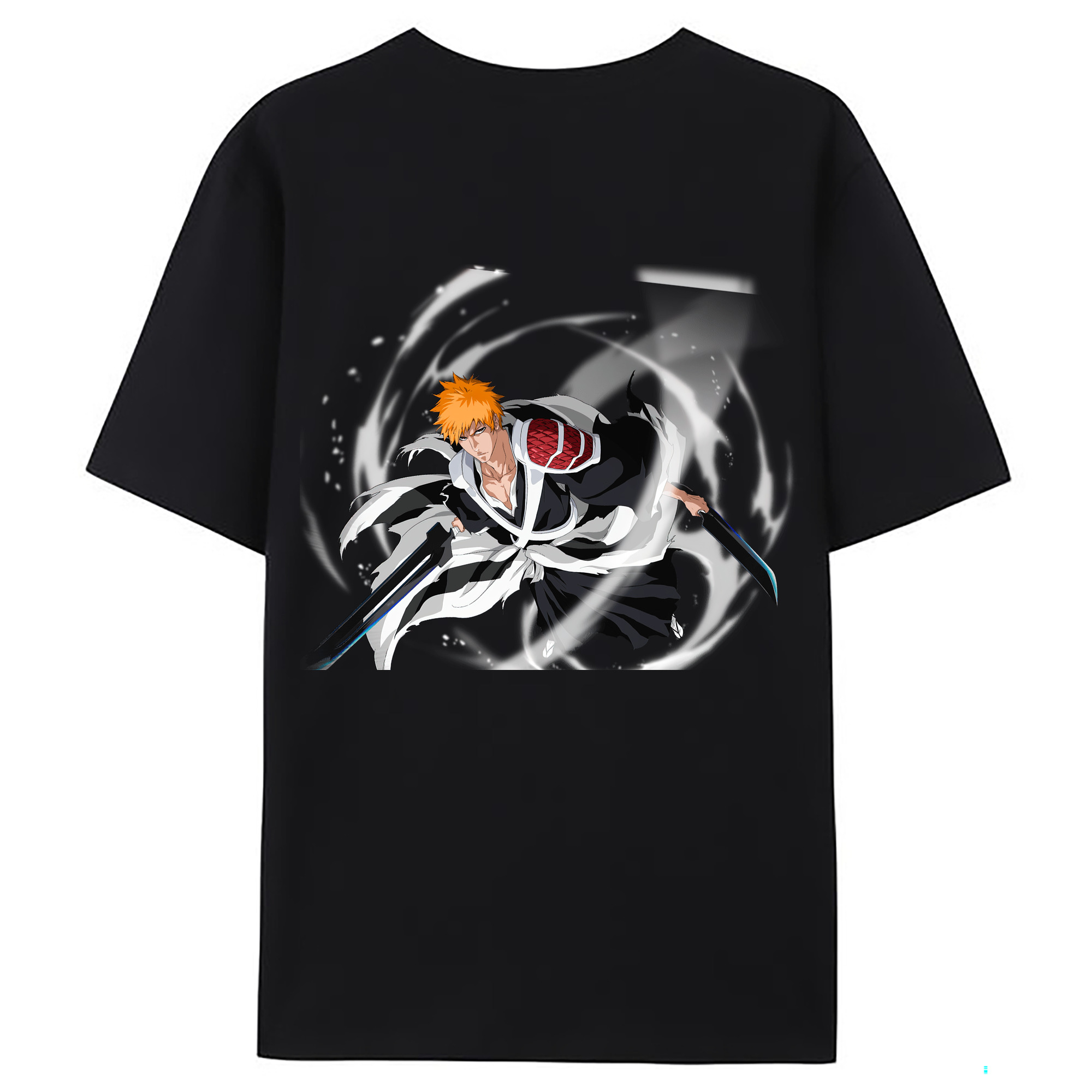 （画像用） ブリーチ 黒崎一護（くろさき いちご）BLEACH Kurosaki Ichigo 綿100％ メンズ半袖Tシャツ（バックプリント） 通気性