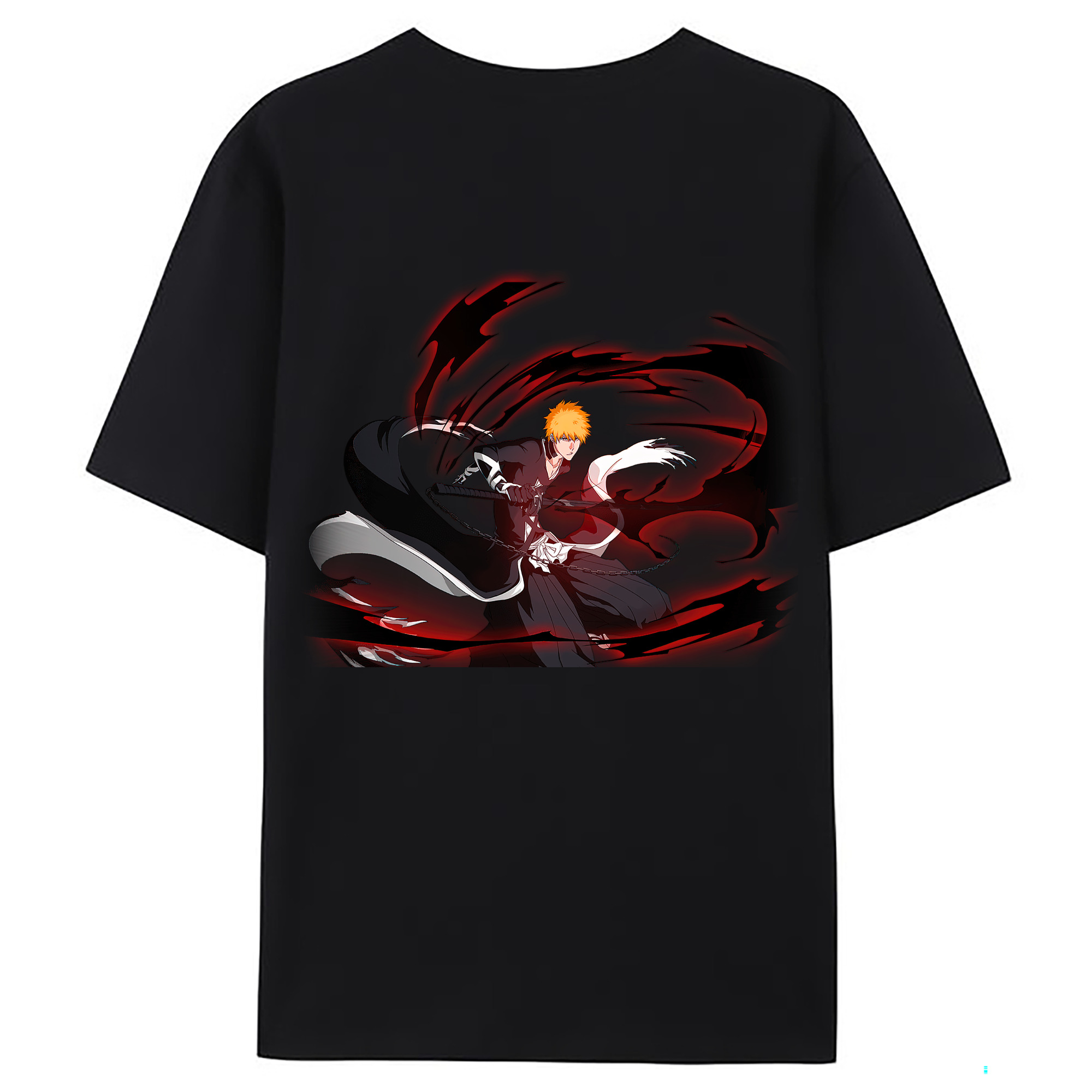 （画像用） ブリーチ 黒崎一護（くろさき いちご）BLEACH Kurosaki Ichigo 綿100％ メンズ半袖Tシャツ（バックプリント） 通気性