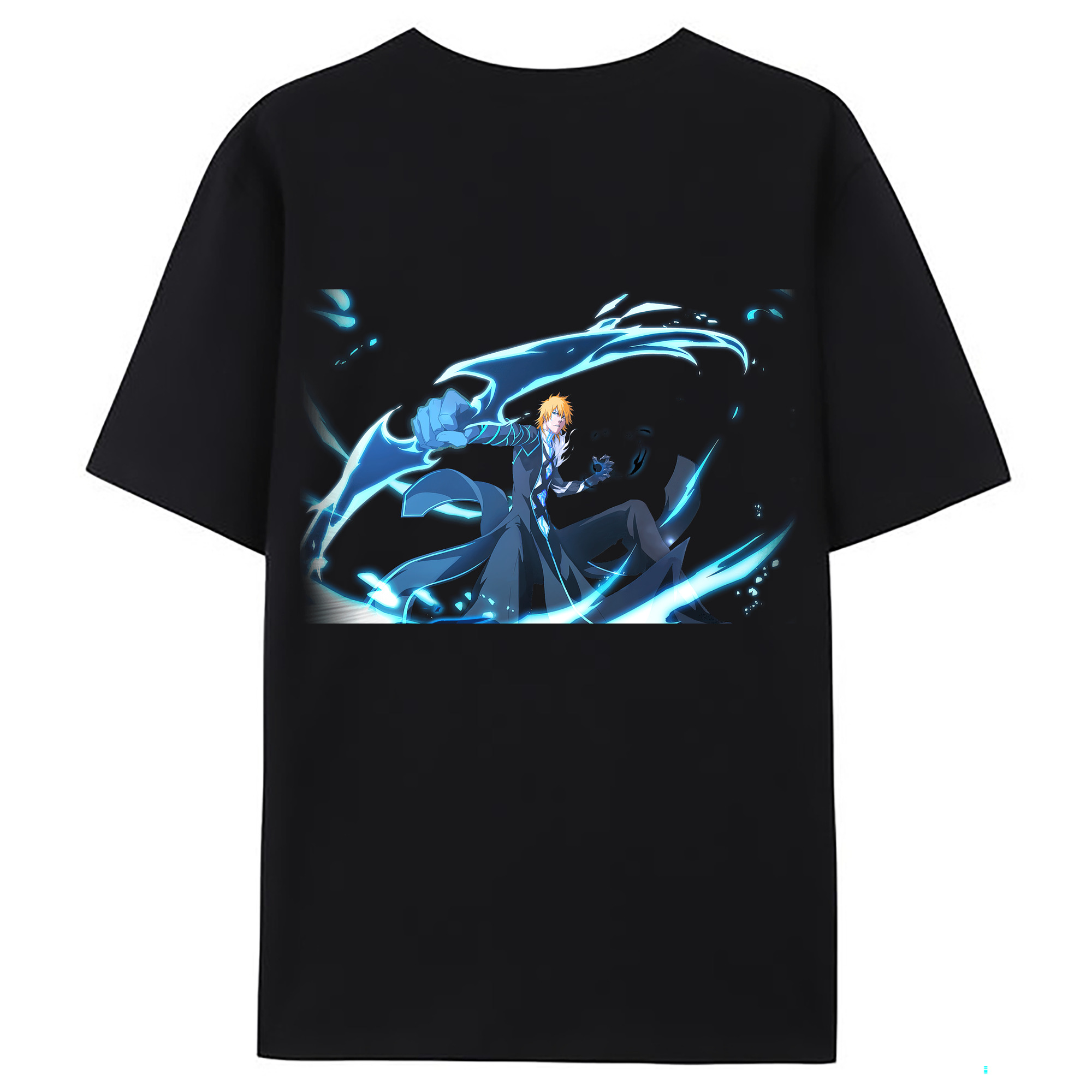 （画像用） ブリーチ 黒崎一護（くろさき いちご）BLEACH Kurosaki Ichigo 綿100％ メンズ半袖Tシャツ（バックプリント） 通気性