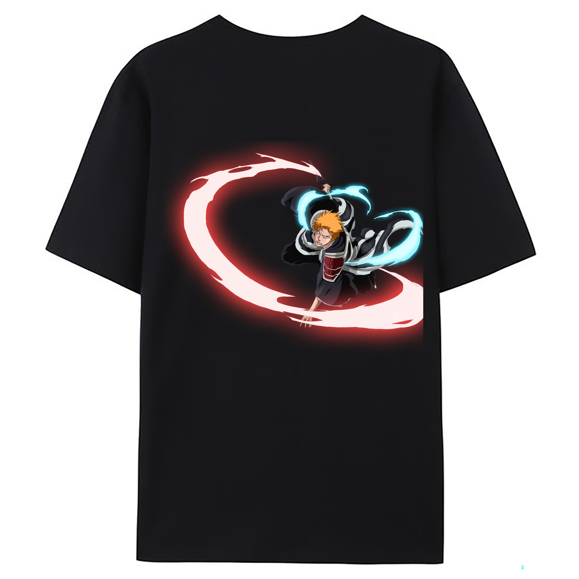 （画像用） ブリーチ 黒崎一護（くろさき いちご）BLEACH Kurosaki Ichigo 綿100％ メンズ半袖Tシャツ（バックプリント） 通気性