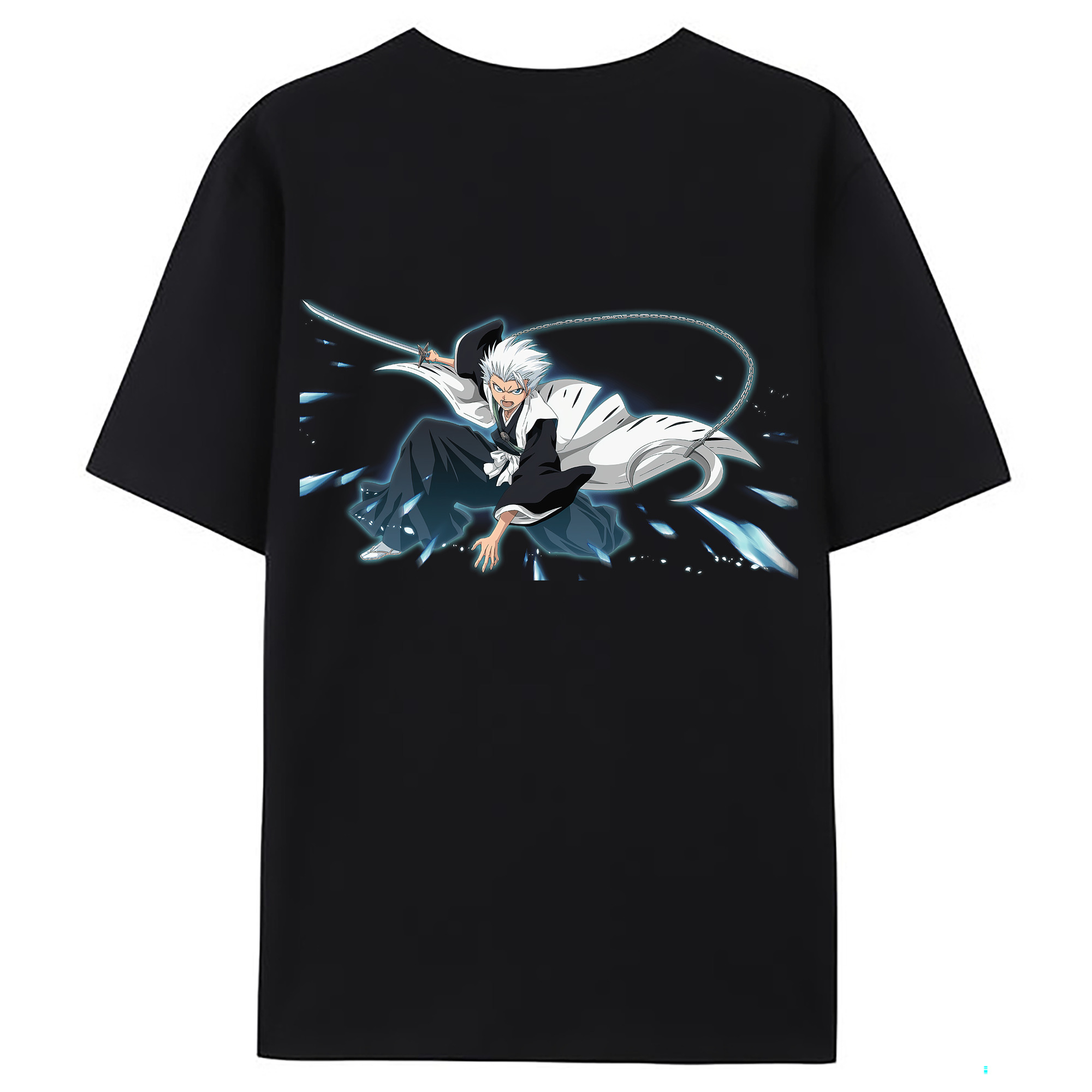 （画像用） ブリーチ 日番谷冬獅郎（ひつがや とうしろう） BLEACH Hitsugaya Toushirou 綿100％ メンズ半袖Tシャツ（バックプリント） 通気性