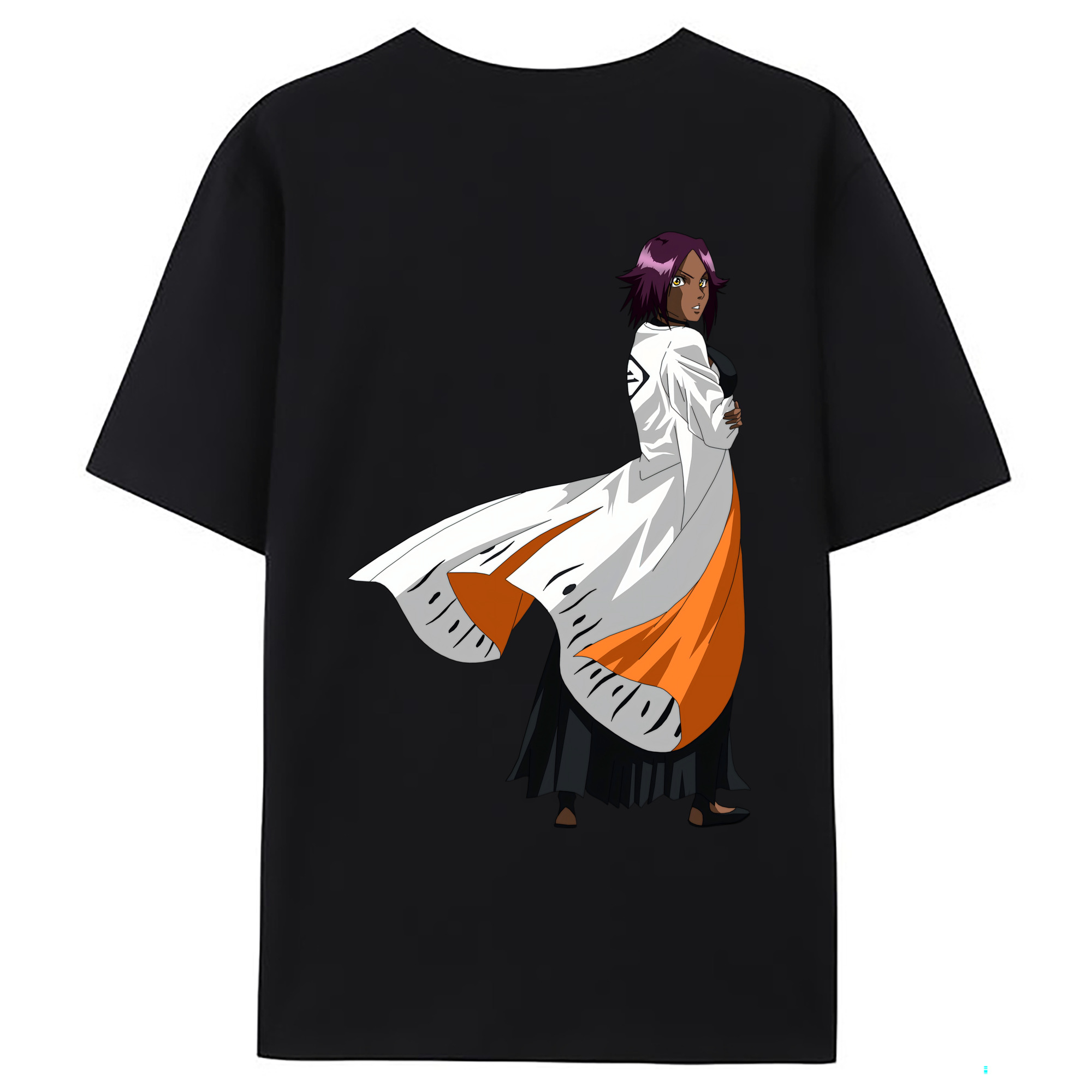 （画像用） ブリーチ 四楓院 夜一（しほういん よるいち） BLEACH Shihouin Yoruichi 綿100％ メンズ半袖Tシャツ（バックプリント） 通気性