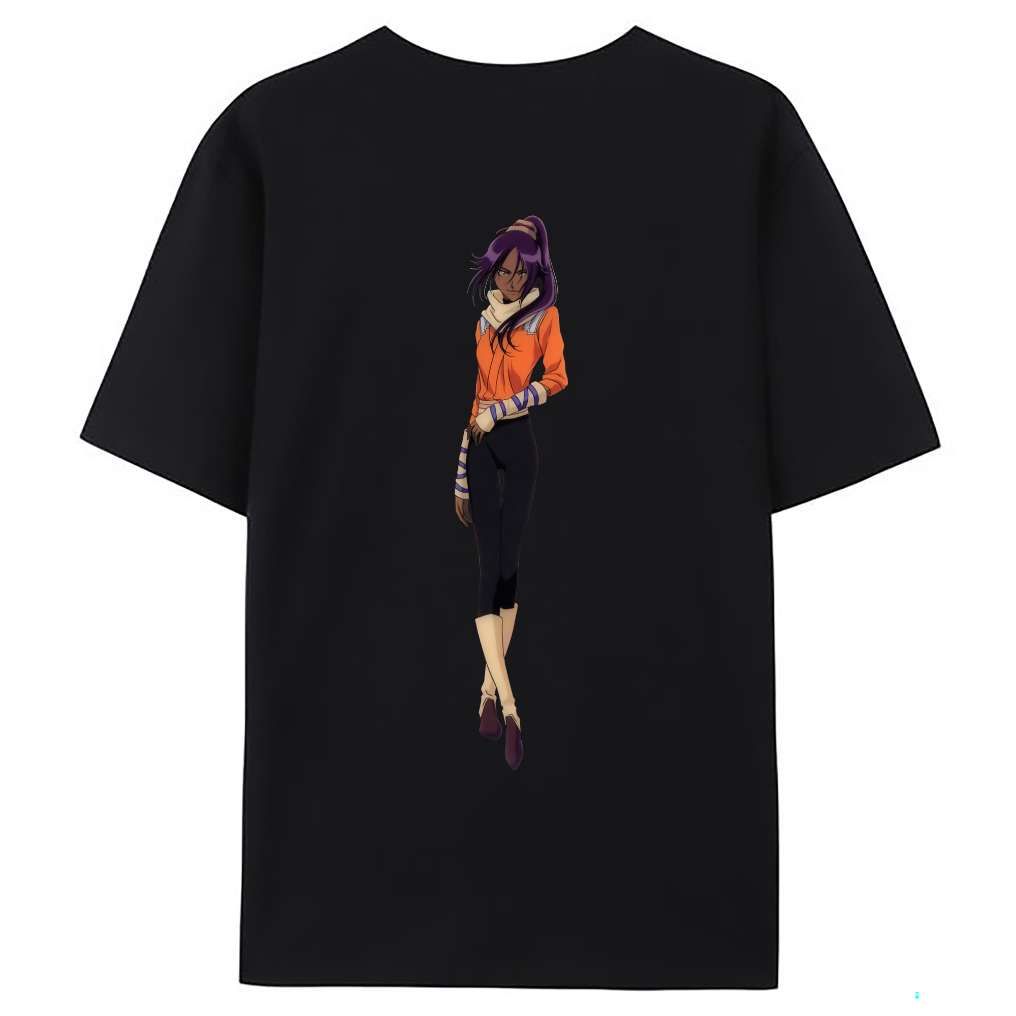 （画像用） ブリーチ 四楓院 夜一（しほういん よるいち） BLEACH Shihouin Yoruichi 綿100％ メンズ半袖Tシャツ（バックプリント） 通気性