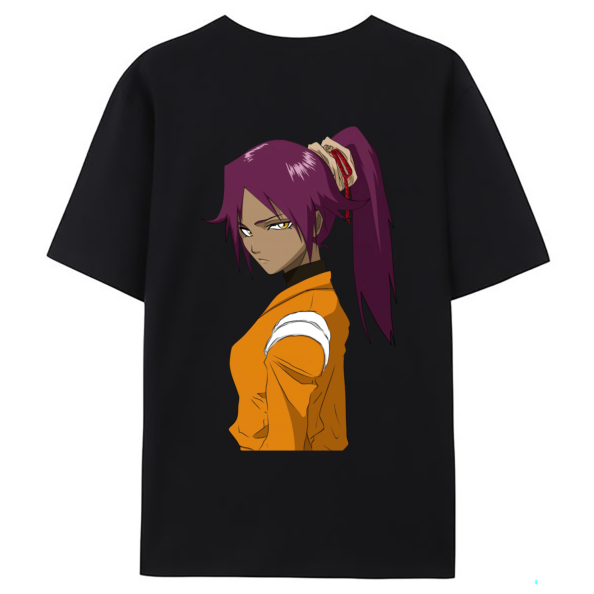 （画像用） ブリーチ 四楓院 夜一（しほういん よるいち） BLEACH Shihouin Yoruichi 綿100％ メンズ半袖Tシャツ（バックプリント） 通気性