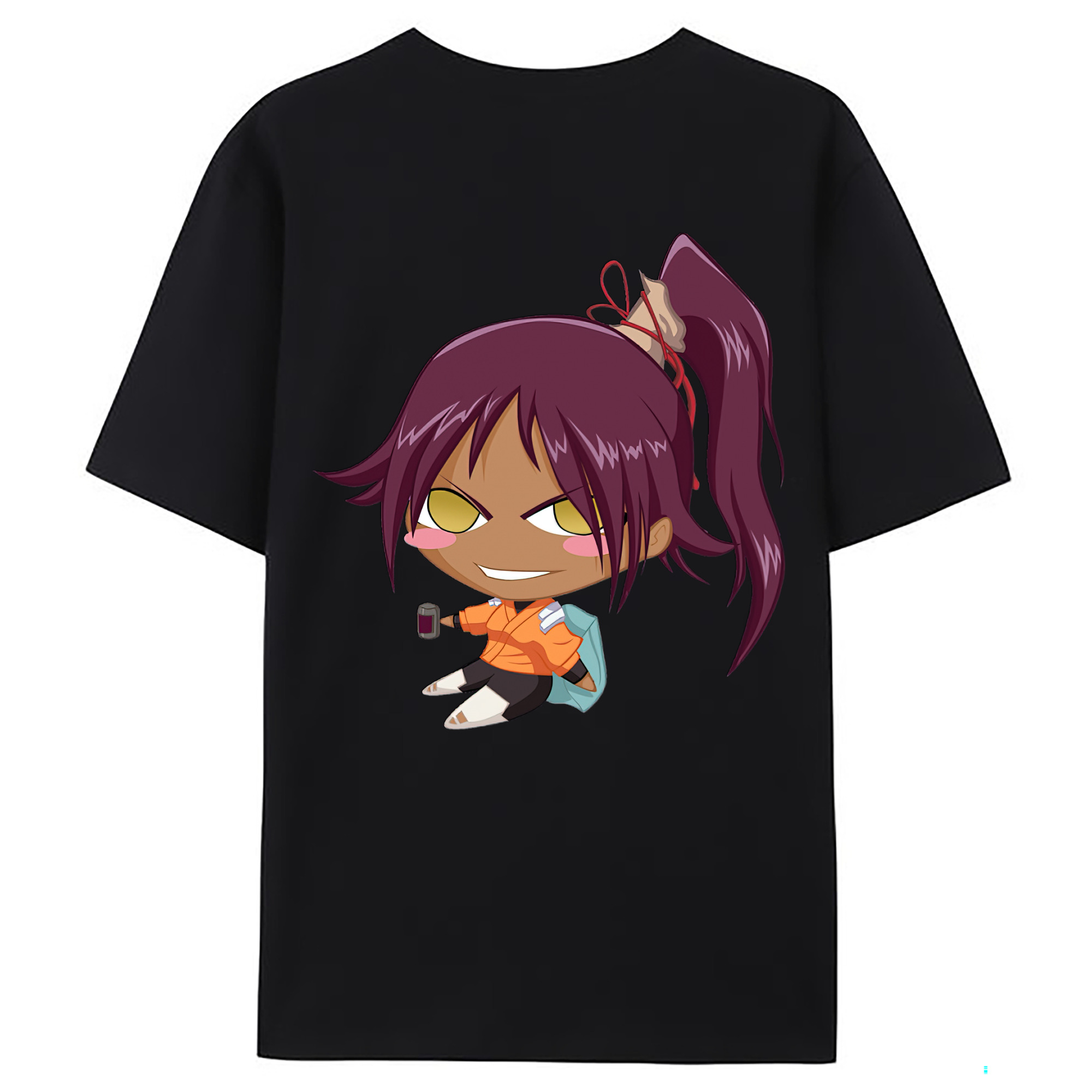 （画像用） ブリーチ 四楓院 夜一（しほういん よるいち） BLEACH Shihouin Yoruichi 綿100％ メンズ半袖Tシャツ（バックプリント） 通気性