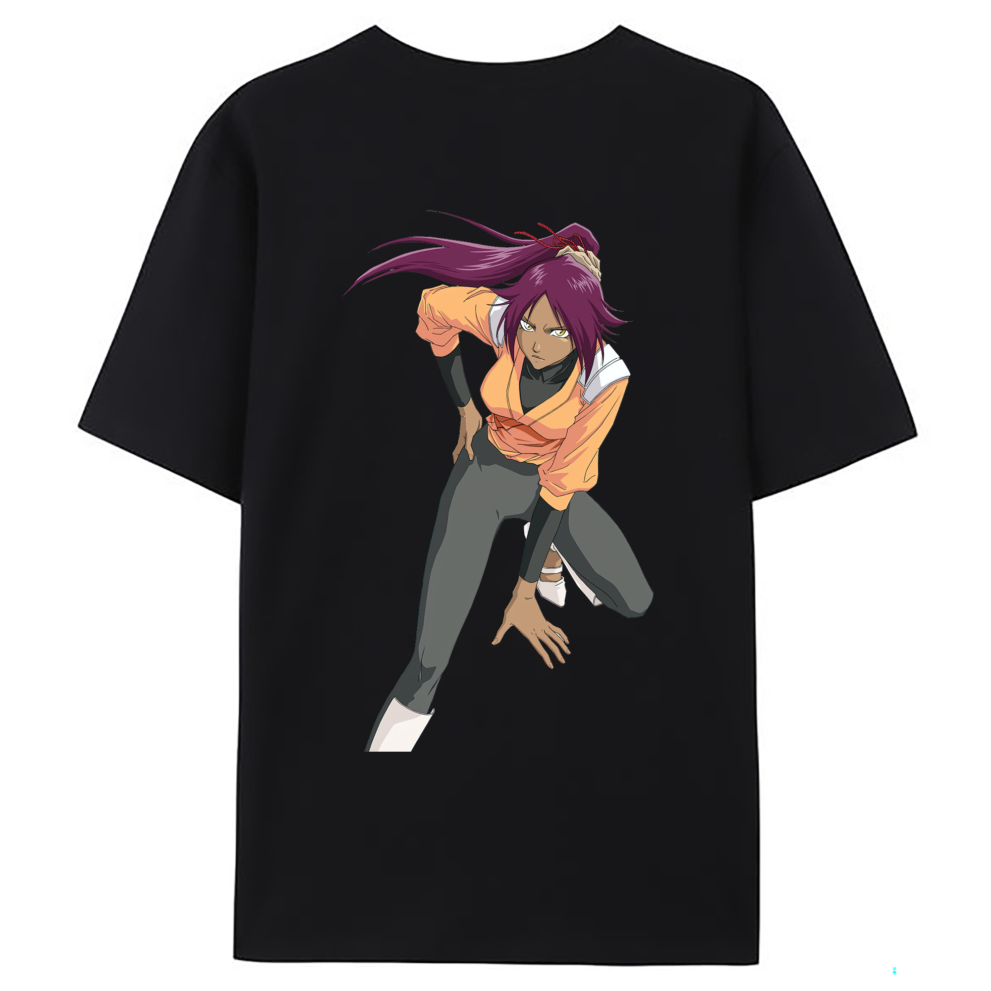 （画像用） ブリーチ 四楓院 夜一（しほういん よるいち） BLEACH Shihouin Yoruichi 綿100％ メンズ半袖Tシャツ（バックプリント） 通気性