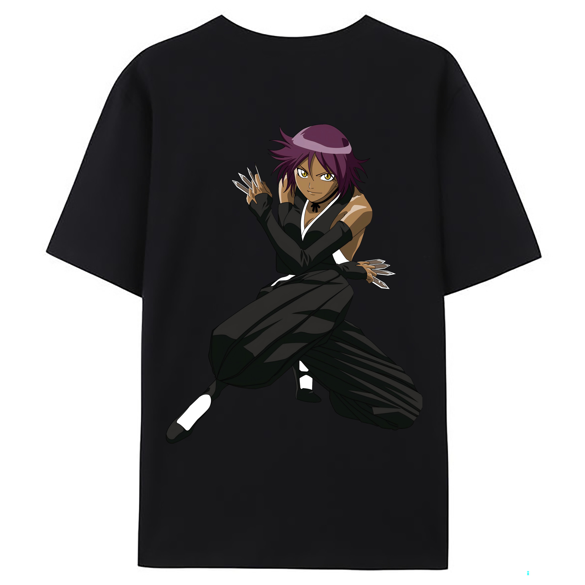 （画像用） ブリーチ 四楓院 夜一（しほういん よるいち） BLEACH Shihouin Yoruichi 綿100％ メンズ半袖Tシャツ（バックプリント） 通気性
