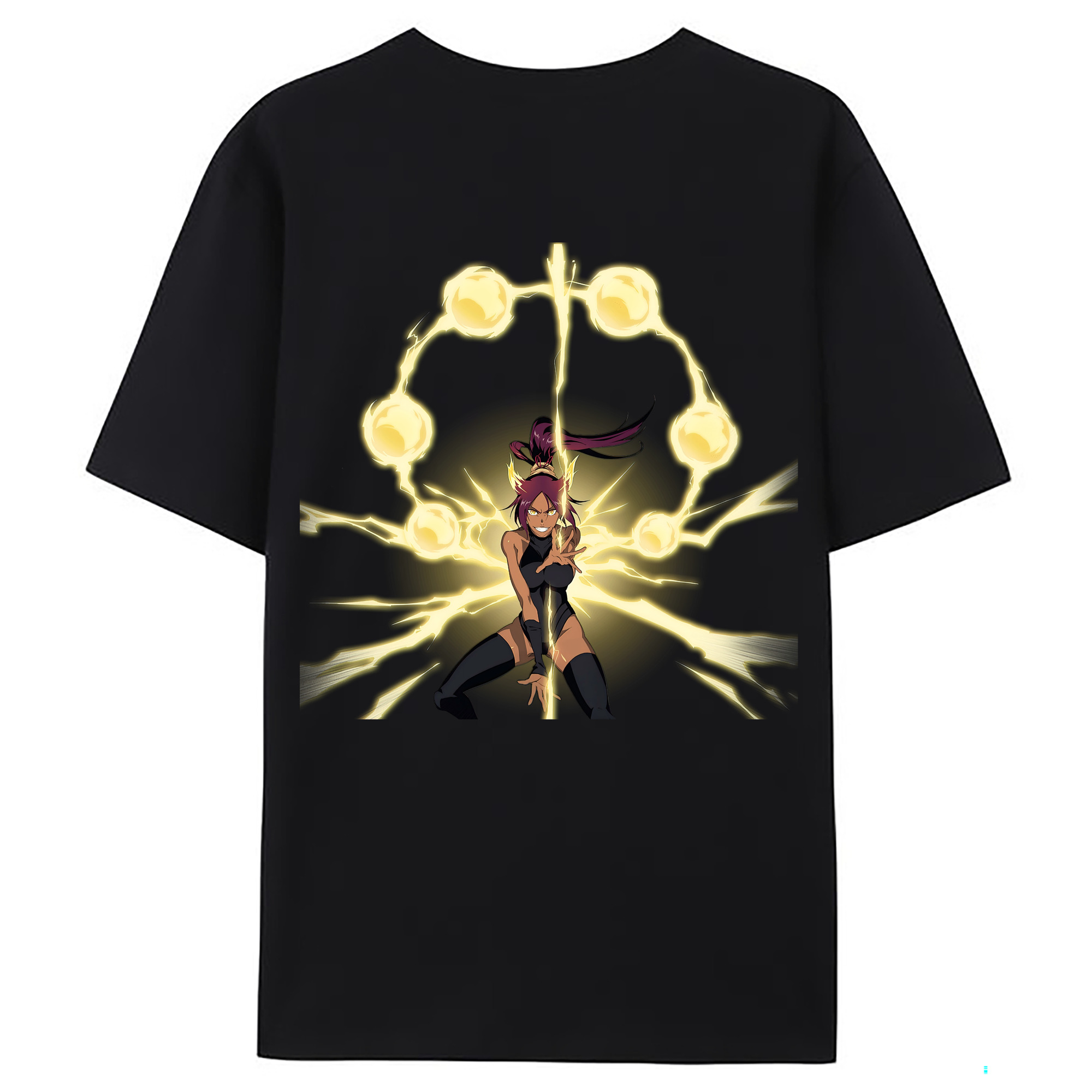 （画像用） ブリーチ 四楓院 夜一（しほういん よるいち） BLEACH Shihouin Yoruichi 綿100％ メンズ半袖Tシャツ（バックプリント） 通気性