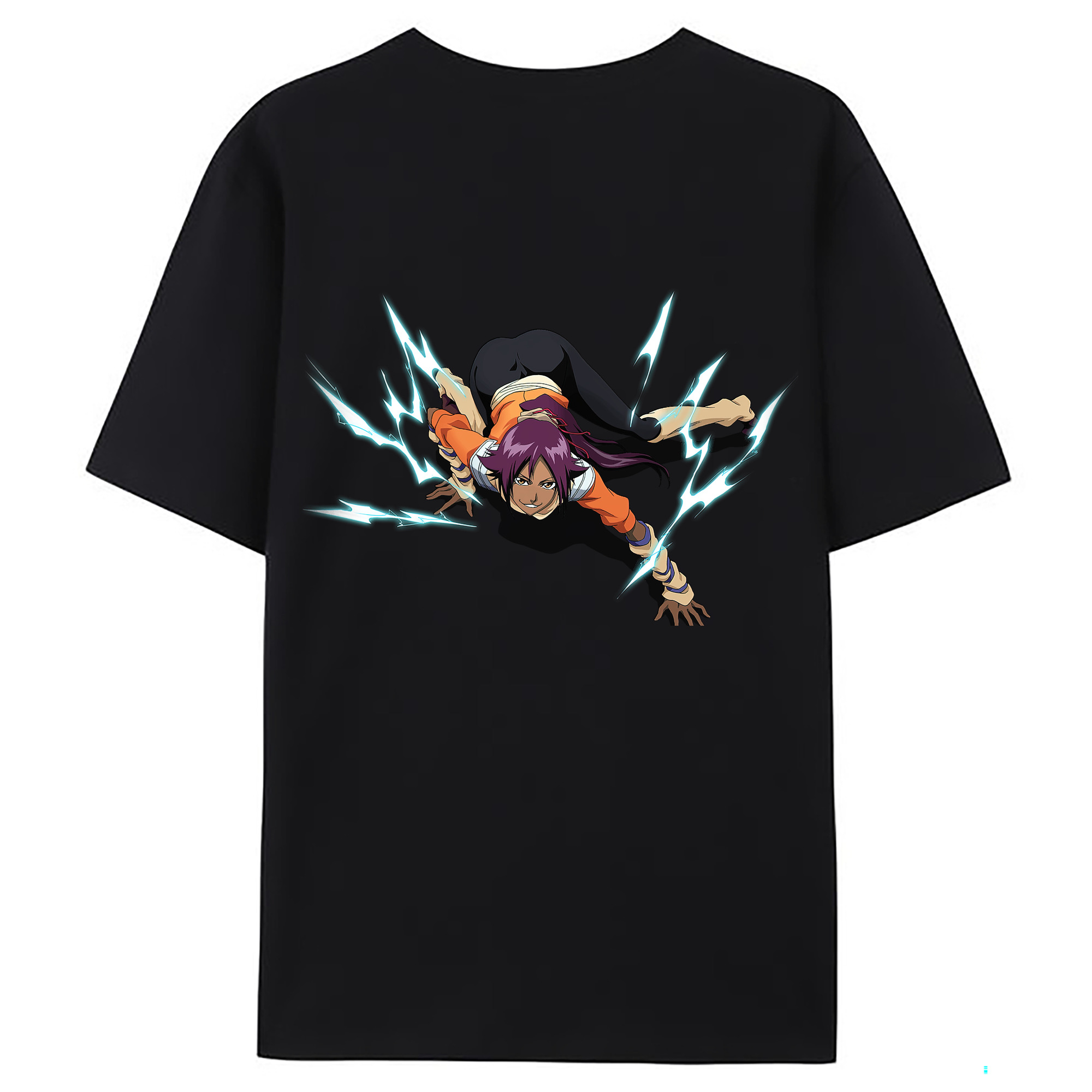 （画像用） ブリーチ 四楓院 夜一（しほういん よるいち） BLEACH Shihouin Yoruichi 綿100％ メンズ半袖Tシャツ（バックプリント） 通気性