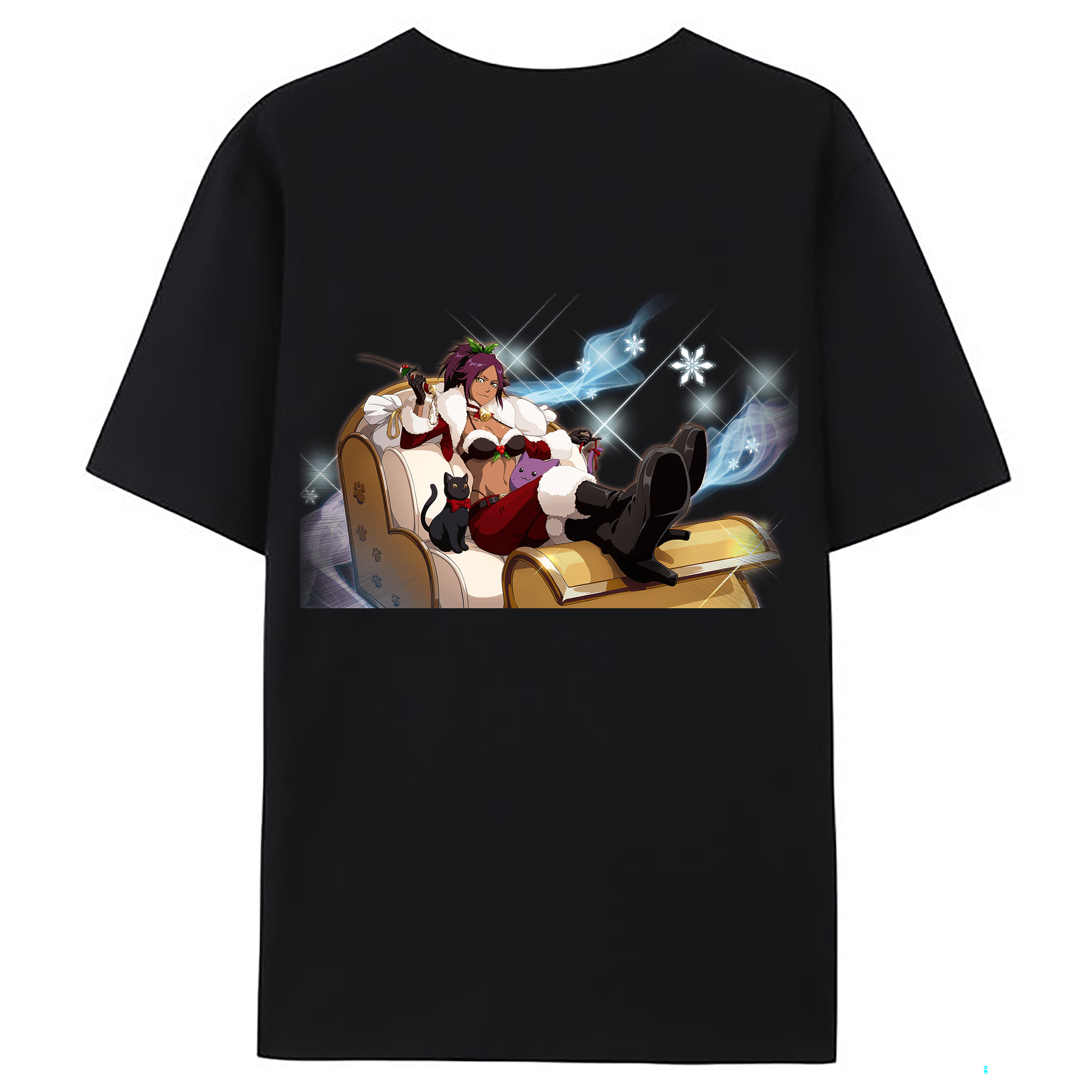 （画像用） ブリーチ 四楓院 夜一（しほういん よるいち） BLEACH Shihouin Yoruichi 綿100％ メンズ半袖Tシャツ（バックプリント） 通気性