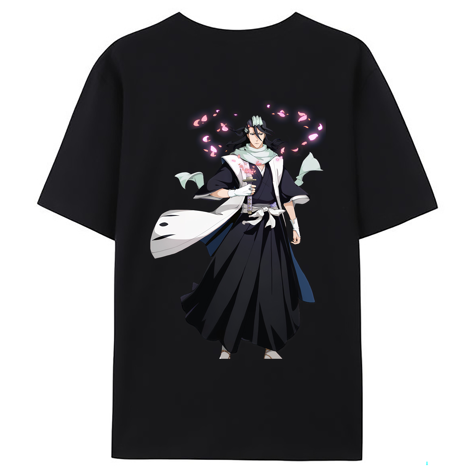 （画像用） ブリーチ くちき びゃくや BLEACH Kuchiki Byakuya 綿100％ メンズ半袖Tシャツ（バックプリント） 通気性