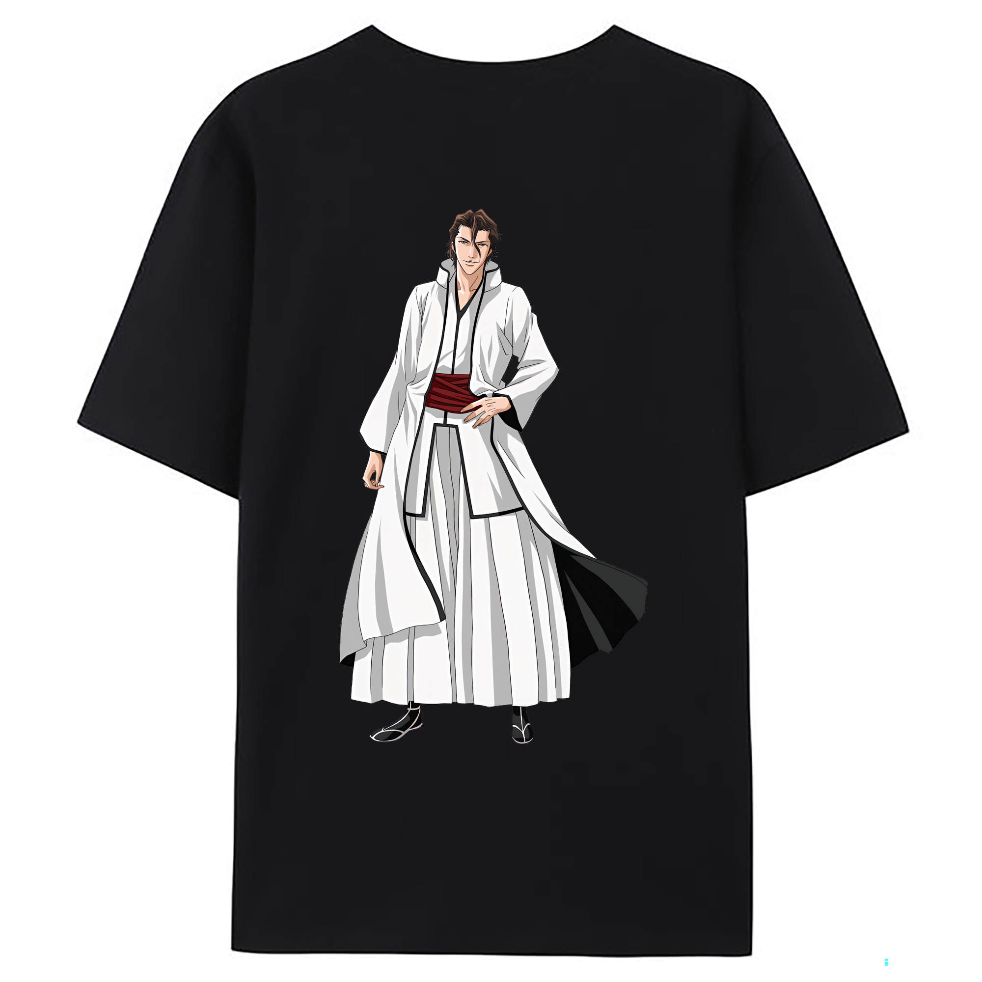 （画像用） ブリーチ 藍染 惣右介（あいぜん そうすけ） BLEACH Aizen Sousuke 綿100％ メンズ半袖Tシャツ（バックプリント） 通気性