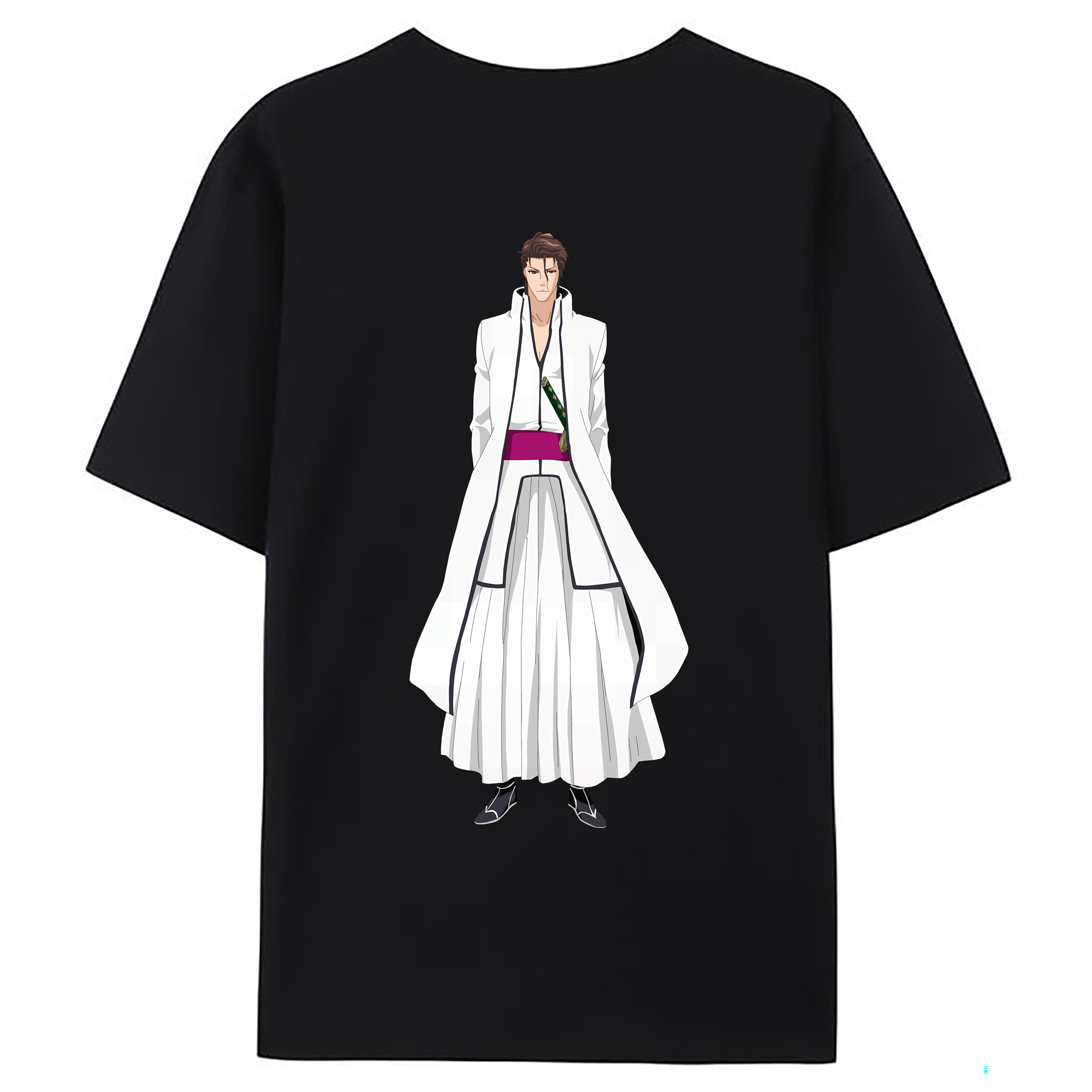（画像用） ブリーチ 藍染 惣右介（あいぜん そうすけ） BLEACH Aizen Sousuke 綿100％ メンズ半袖Tシャツ（バックプリント） 通気性