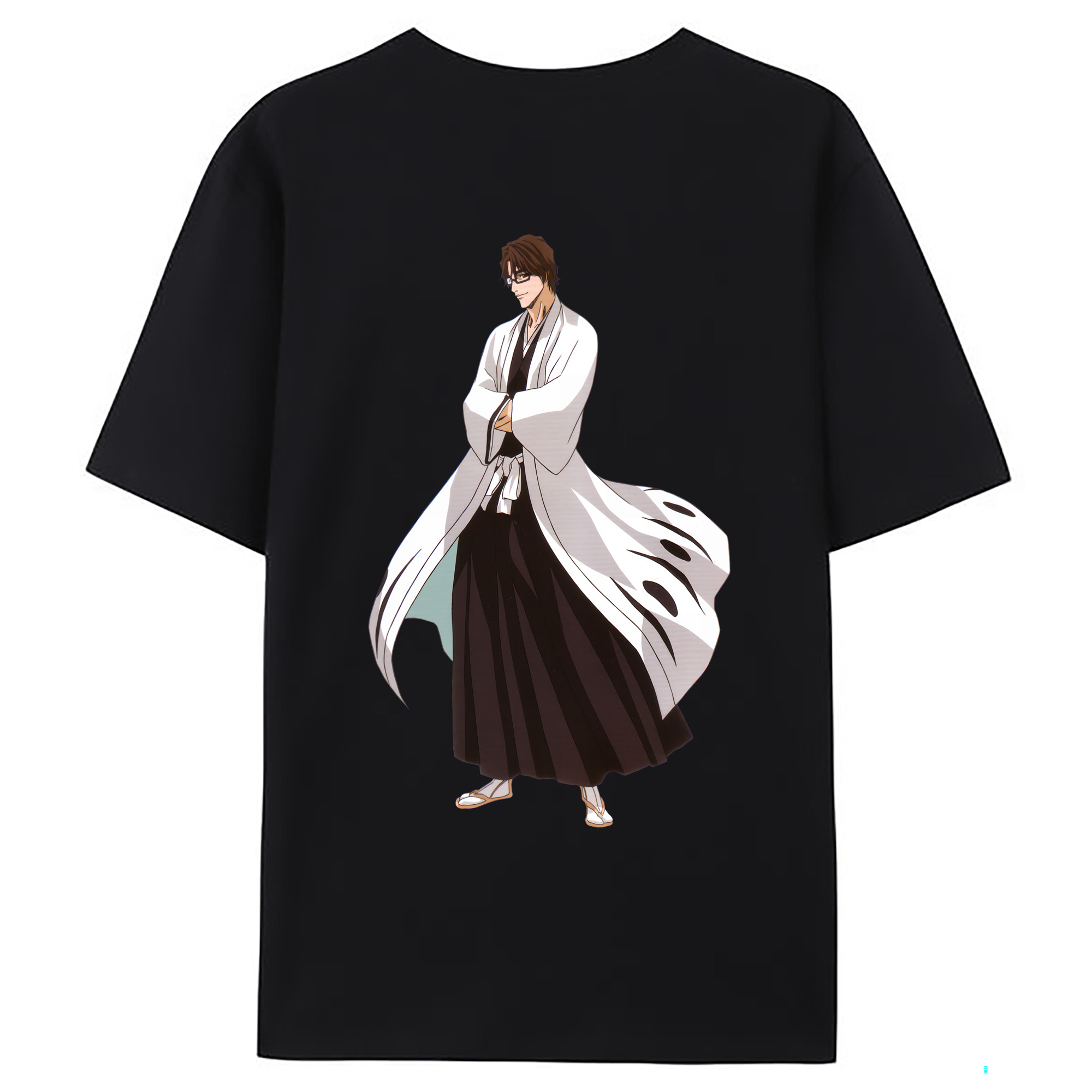 （画像用） ブリーチ 藍染 惣右介（あいぜん そうすけ） BLEACH Aizen Sousuke 綿100％ メンズ半袖Tシャツ（バックプリント） 通気性