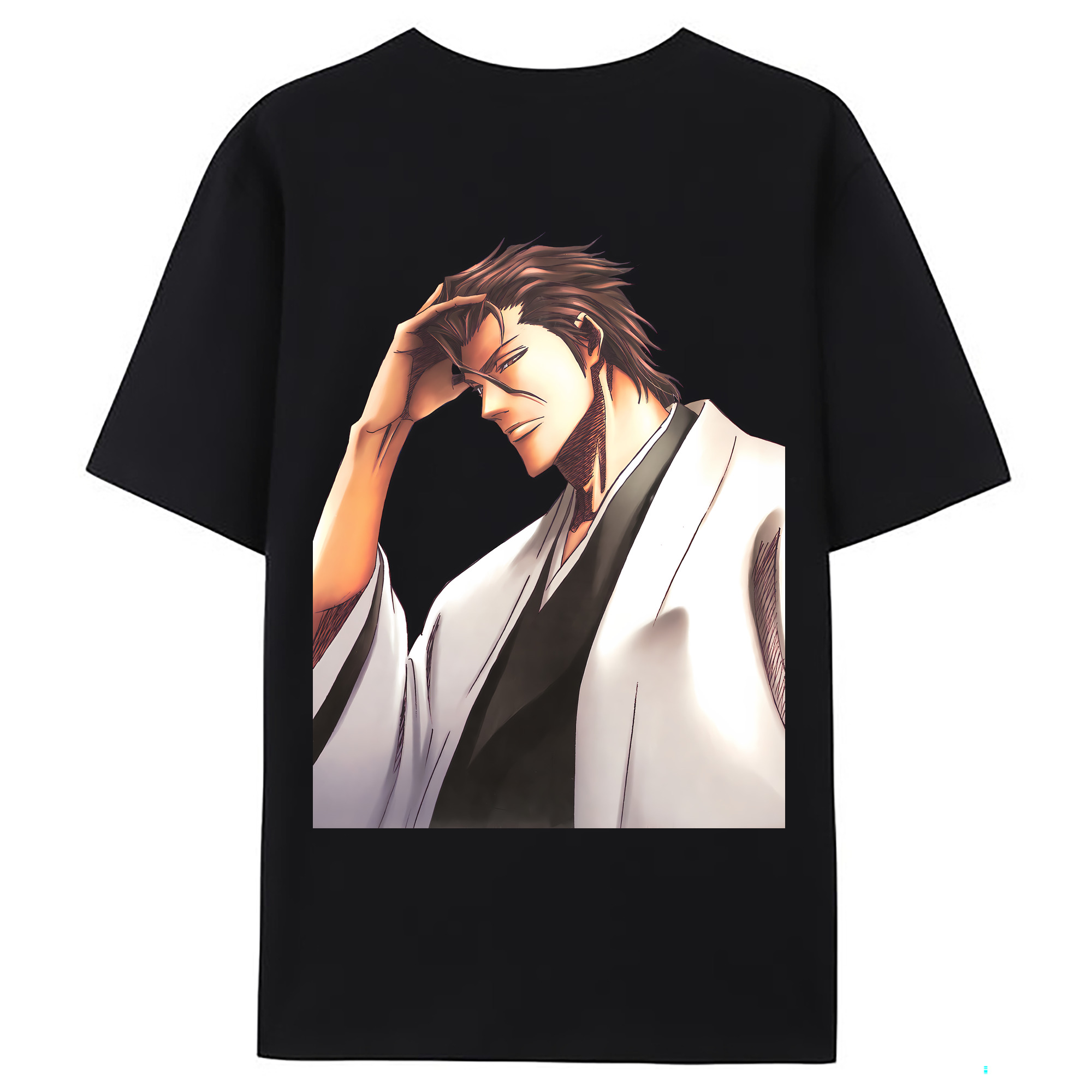 （画像用） ブリーチ 藍染 惣右介（あいぜん そうすけ） BLEACH Aizen Sousuke 綿100％ メンズ半袖Tシャツ（バックプリント） 通気性