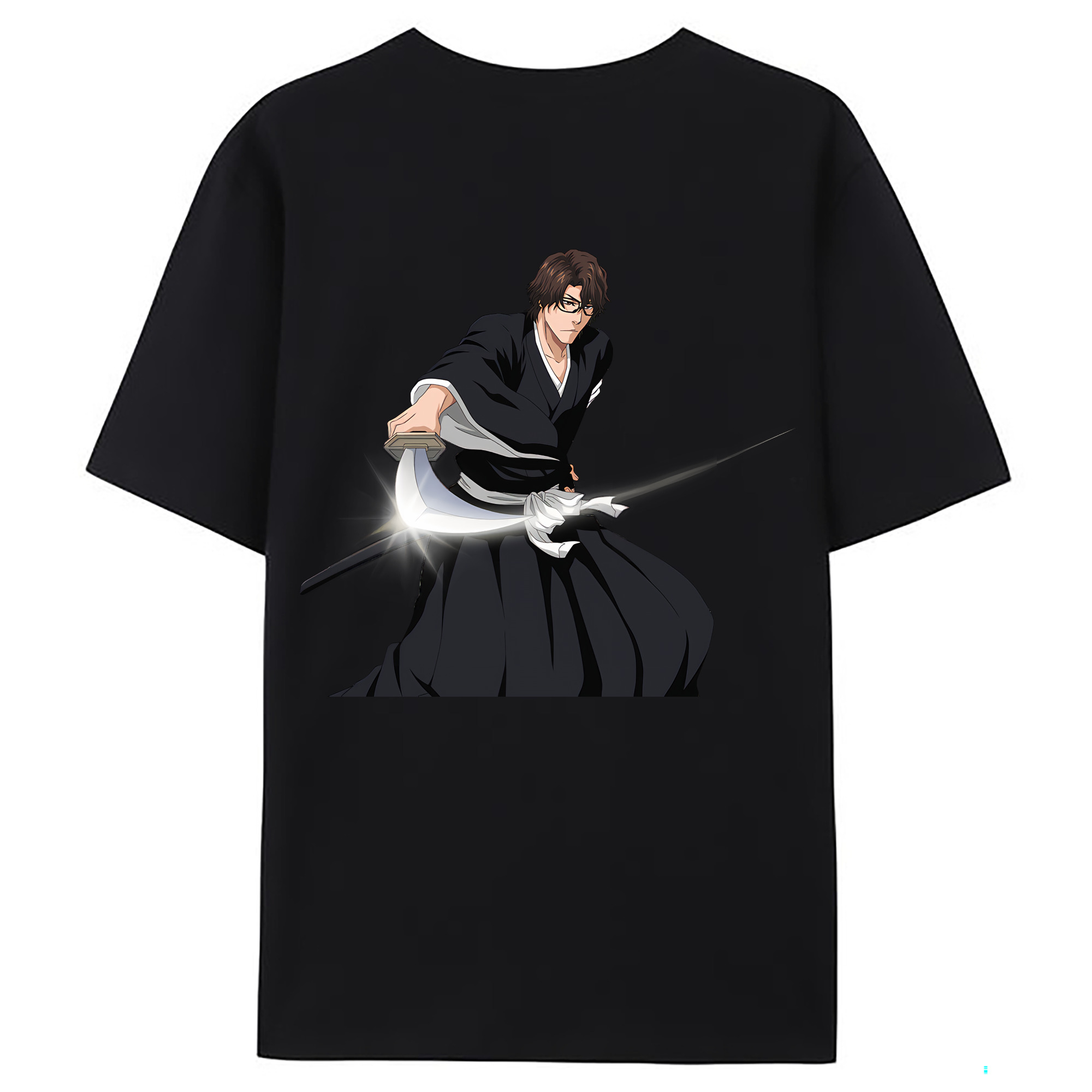（画像用） ブリーチ 藍染 惣右介（あいぜん そうすけ） BLEACH Aizen Sousuke 綿100％ メンズ半袖Tシャツ（バックプリント） 通気性