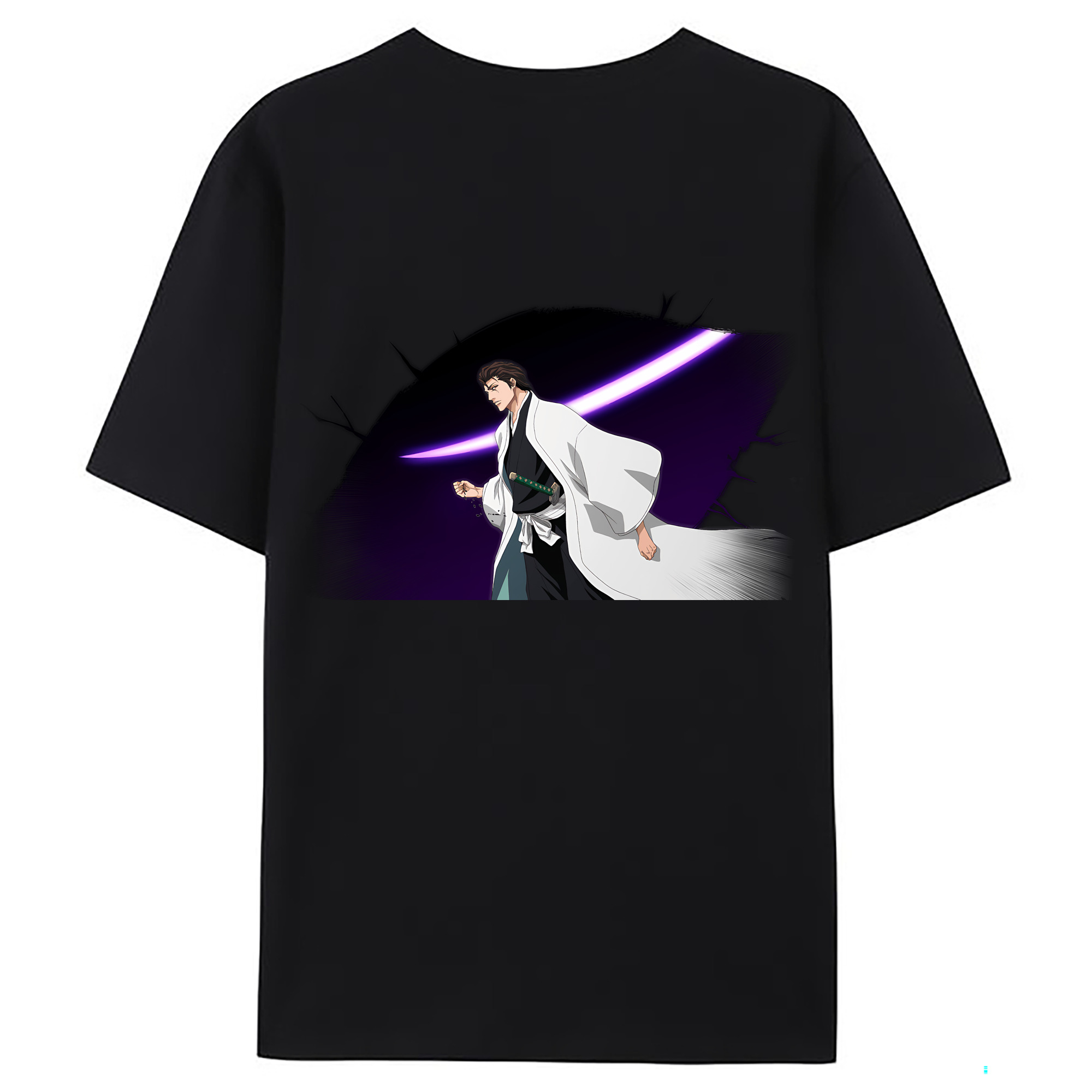 （画像用） ブリーチ 藍染 惣右介（あいぜん そうすけ） BLEACH Aizen Sousuke 綿100％ メンズ半袖Tシャツ（バックプリント） 通気性