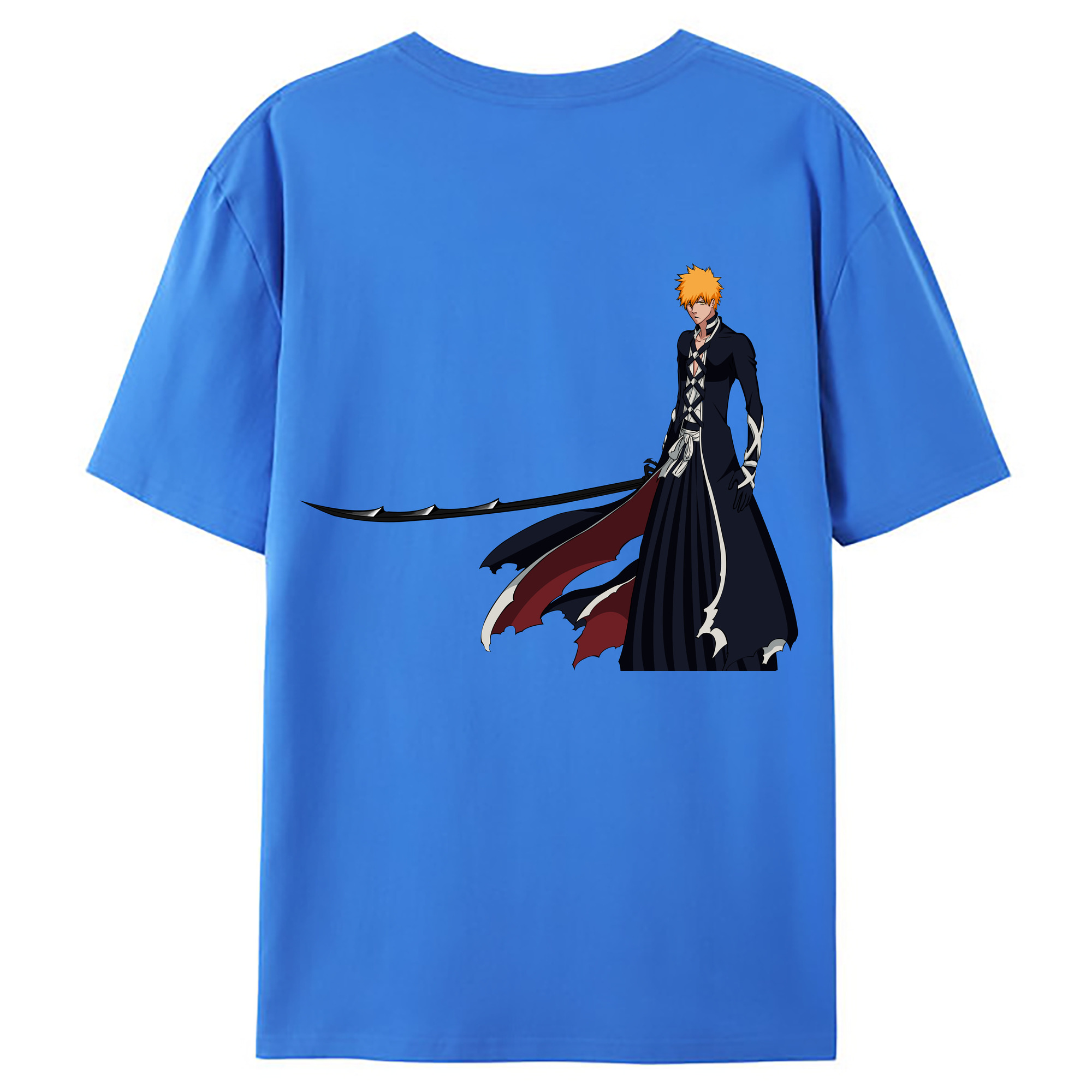 （画像用） ブリーチ 黒崎一護（くろさき いちご）BLEACH Kurosaki Ichigo 綿100％ メンズ半袖Tシャツ（バックプリント） 通気性