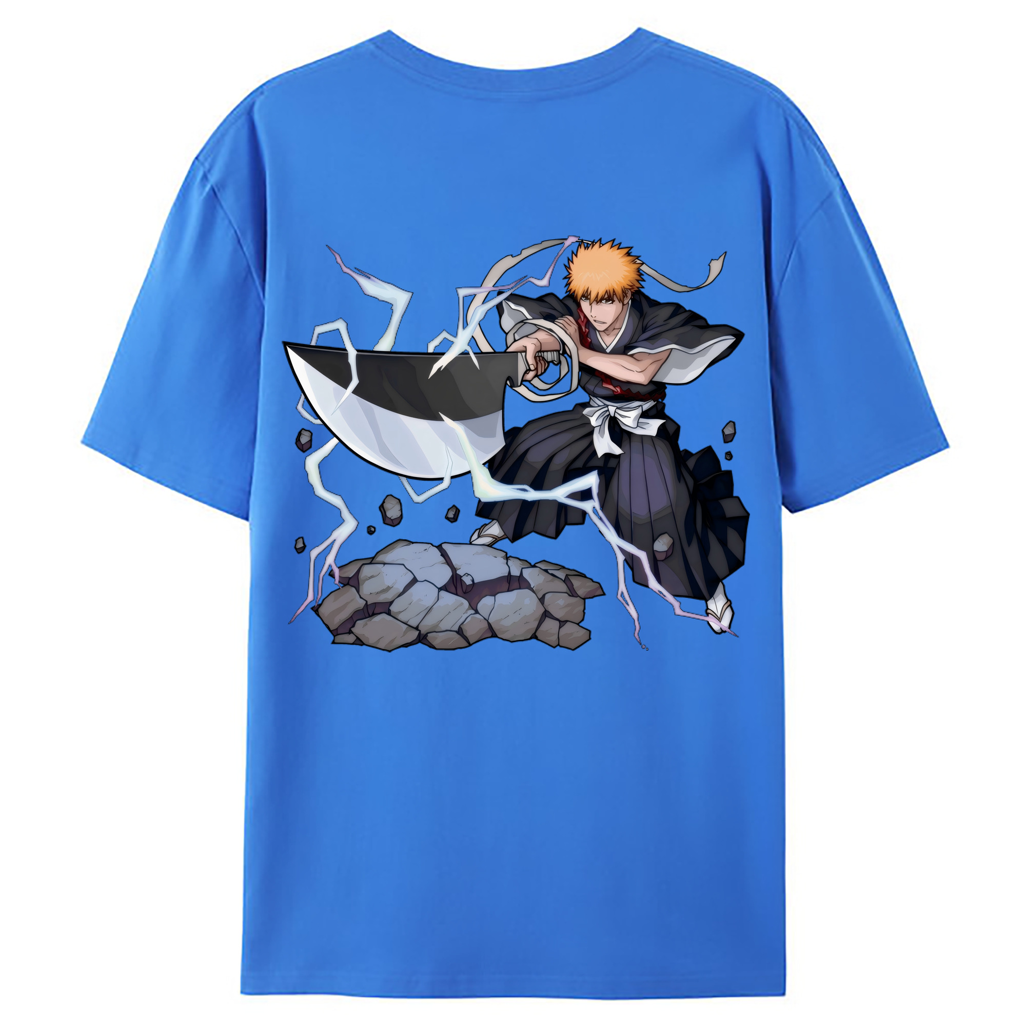 （画像用） ブリーチ 黒崎一護（くろさき いちご）BLEACH Kurosaki Ichigo 綿100％ メンズ半袖Tシャツ（バックプリント） 通気性